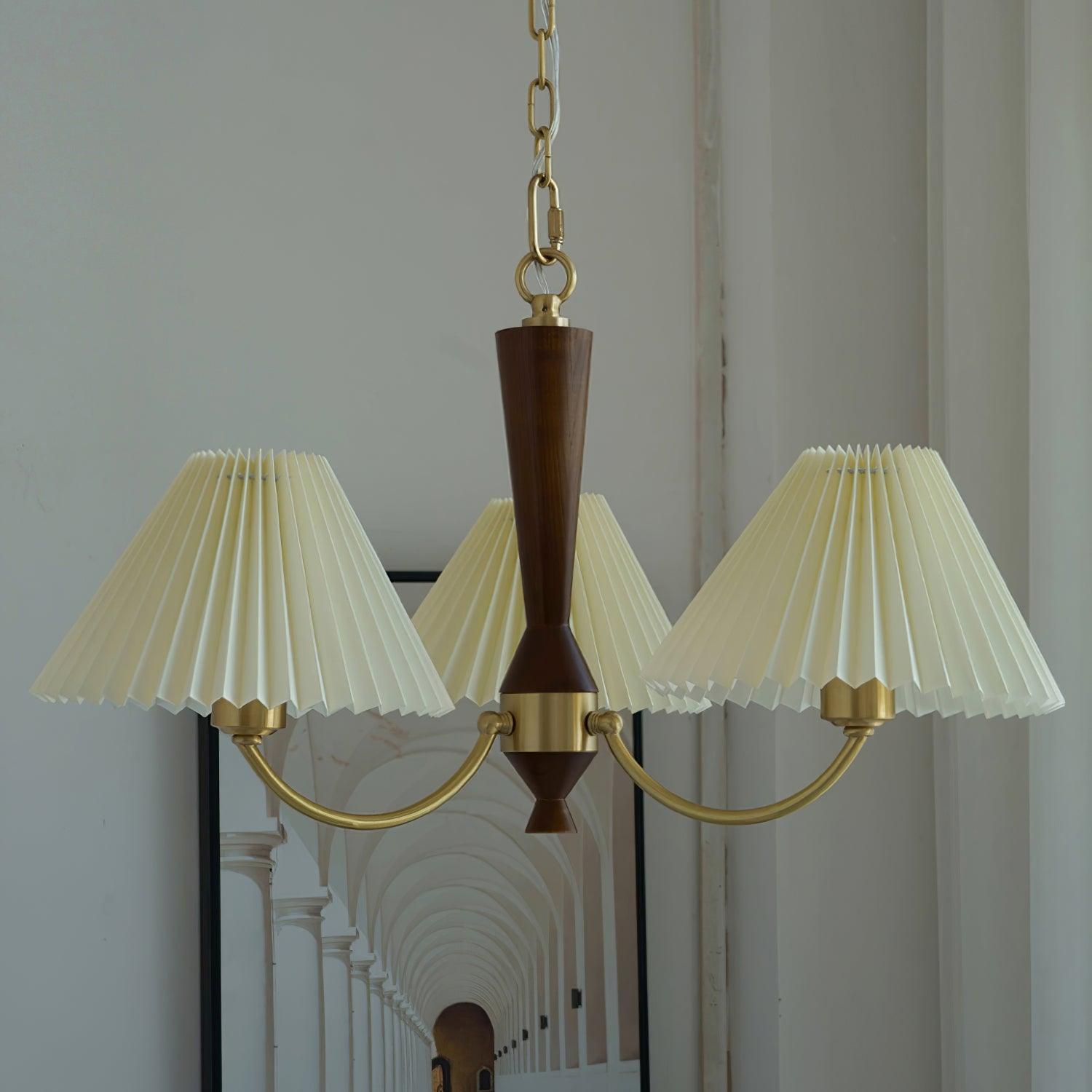 Lustra Chandelier White Pleated Lampshades-Neutral Decor