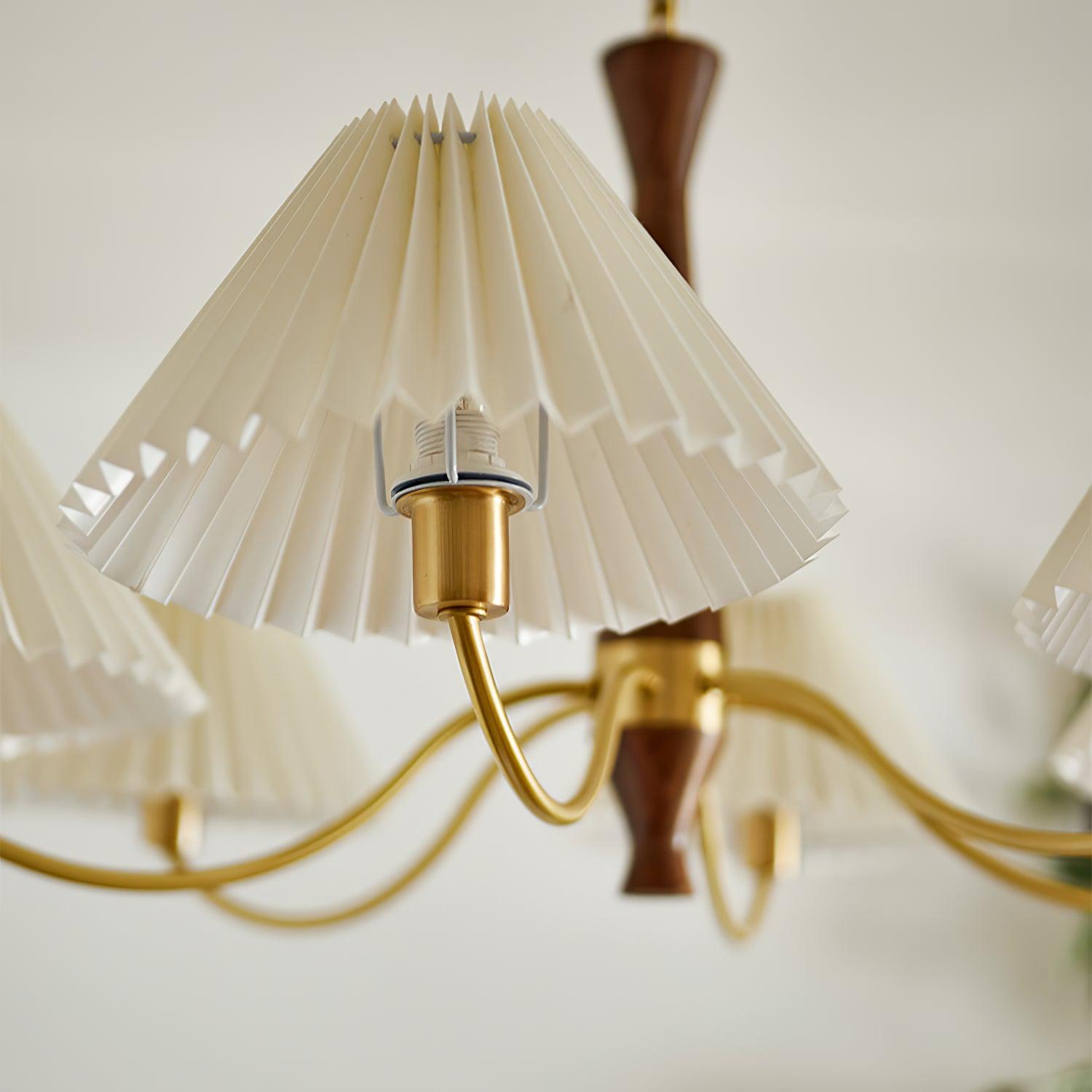 Lustra Chandelier White Pleated Lampshades-Neutral Decor
