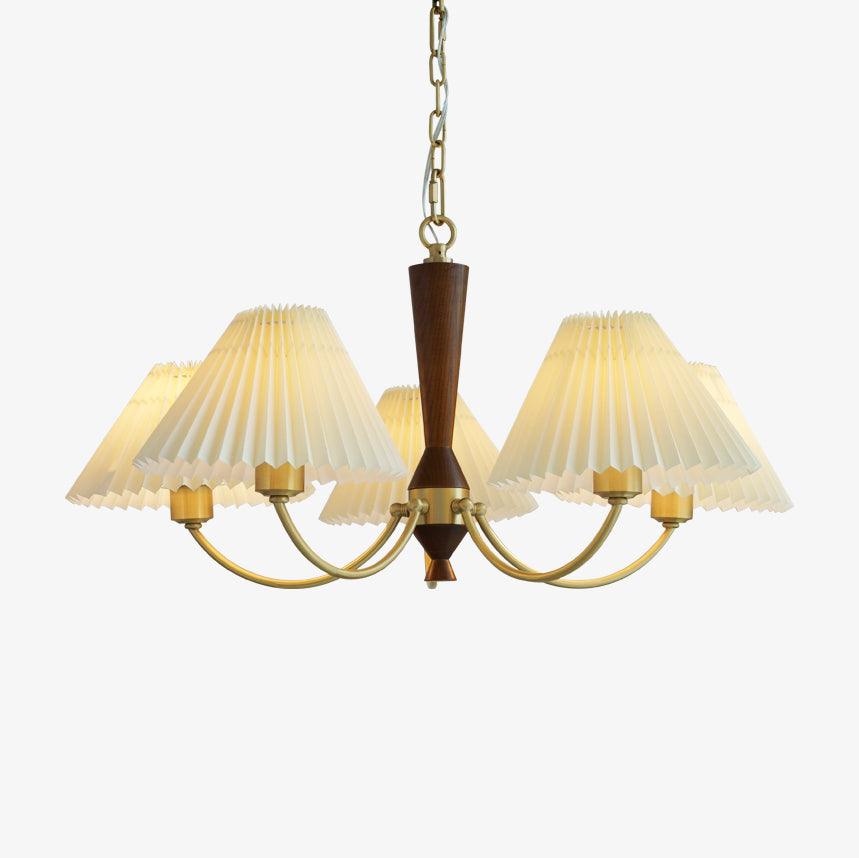 Lustra Chandelier White Pleated Lampshades-Neutral Decor