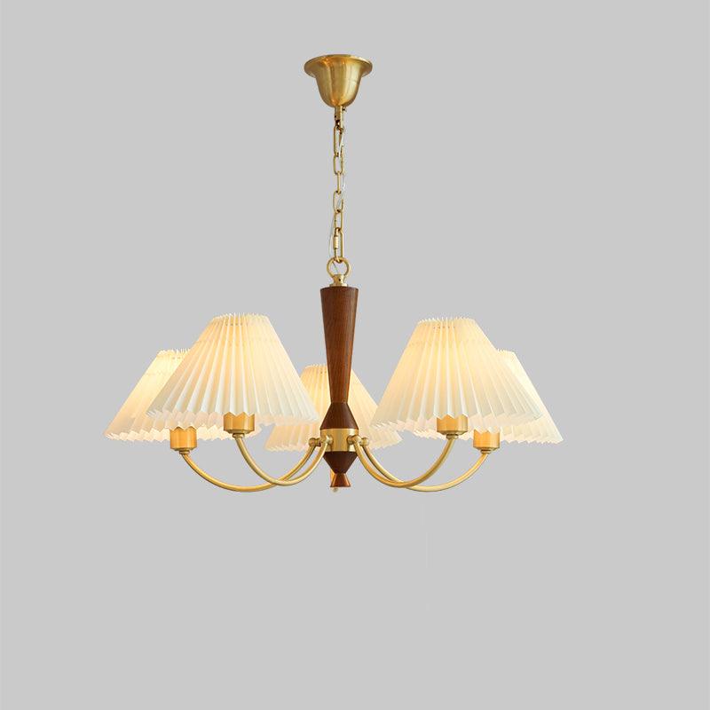 Lustra Chandelier White Pleated Lampshades-Neutral Decor