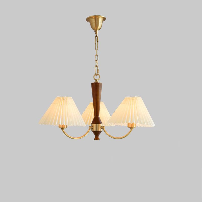 Lustra Chandelier White Pleated Lampshades-Neutral Decor