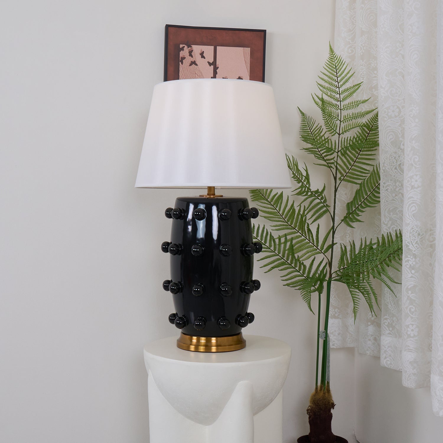Nanex Ceramic Fabric Table Lamp-Neutral Decor