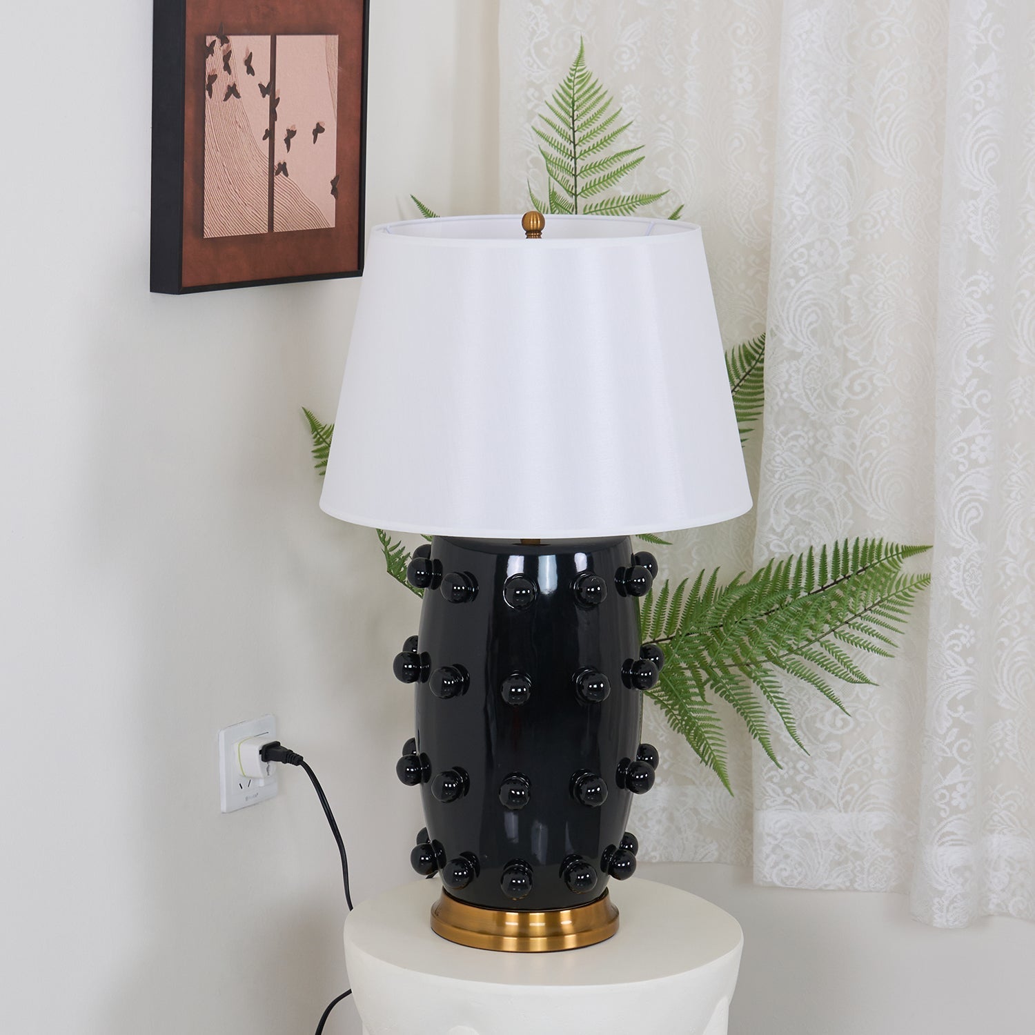 Nanex Ceramic Fabric Table Lamp-Neutral Decor