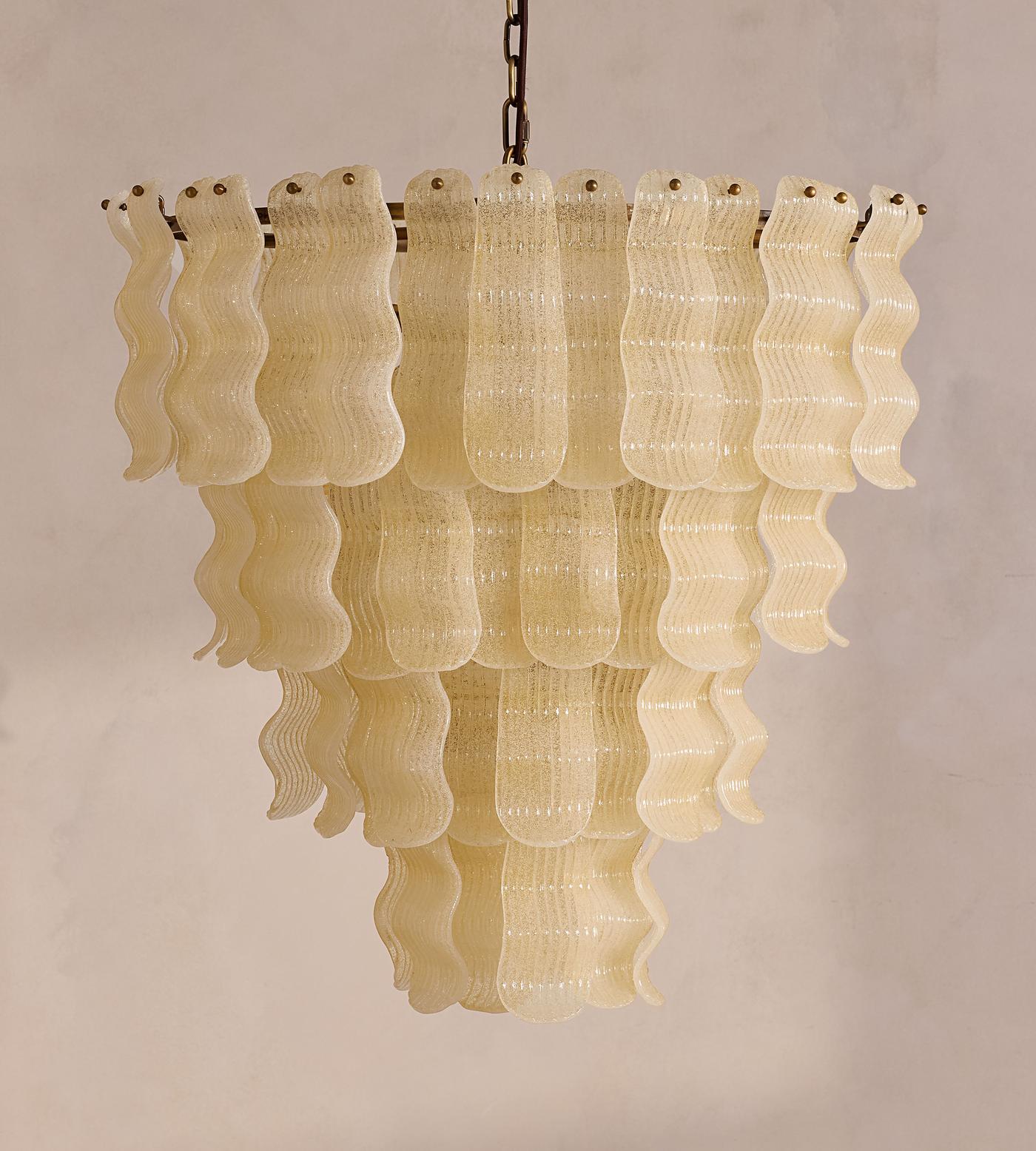 Borzi Yellow Glass Leaf Luxurious Chandelier-Neutral Decor