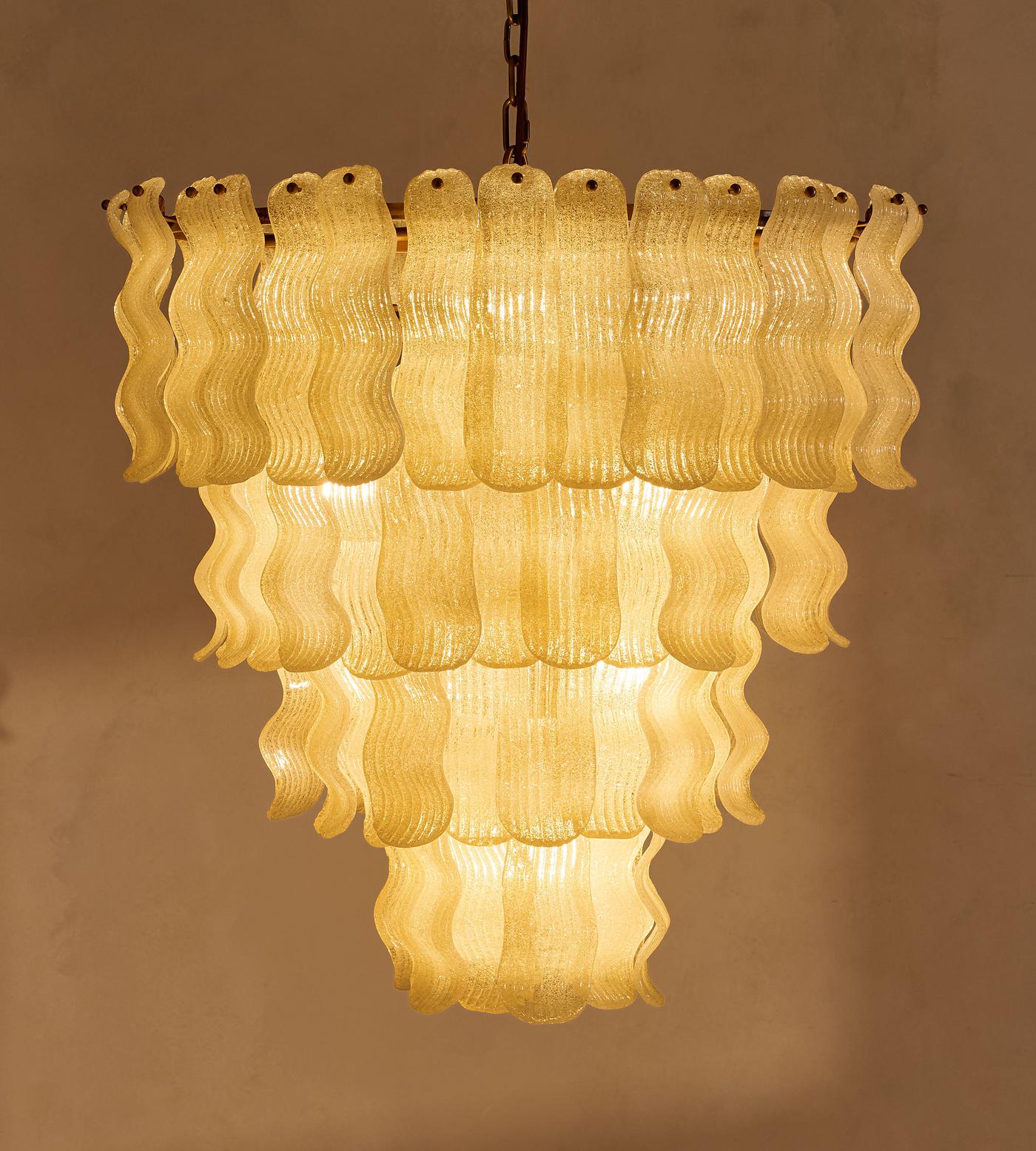 Borzi Yellow Glass Leaf Luxurious Chandelier-Neutral Decor