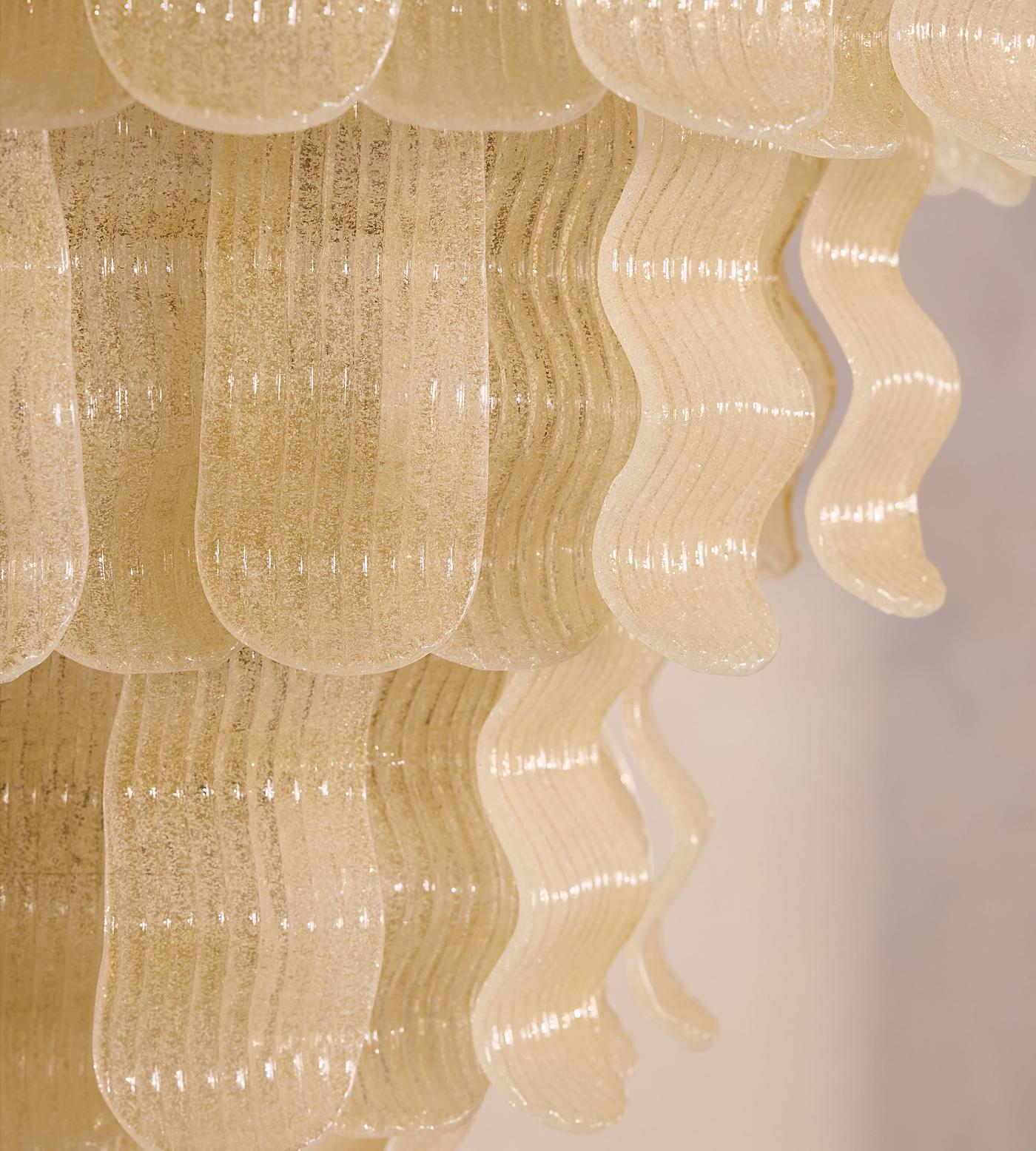Borzi Yellow Glass Leaf Luxurious Chandelier-Neutral Decor