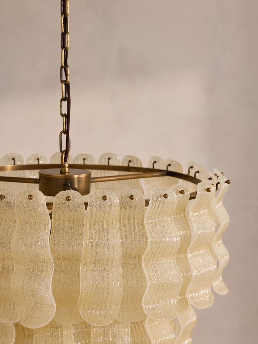 Borzi Yellow Glass Leaf Luxurious Chandelier-Neutral Decor