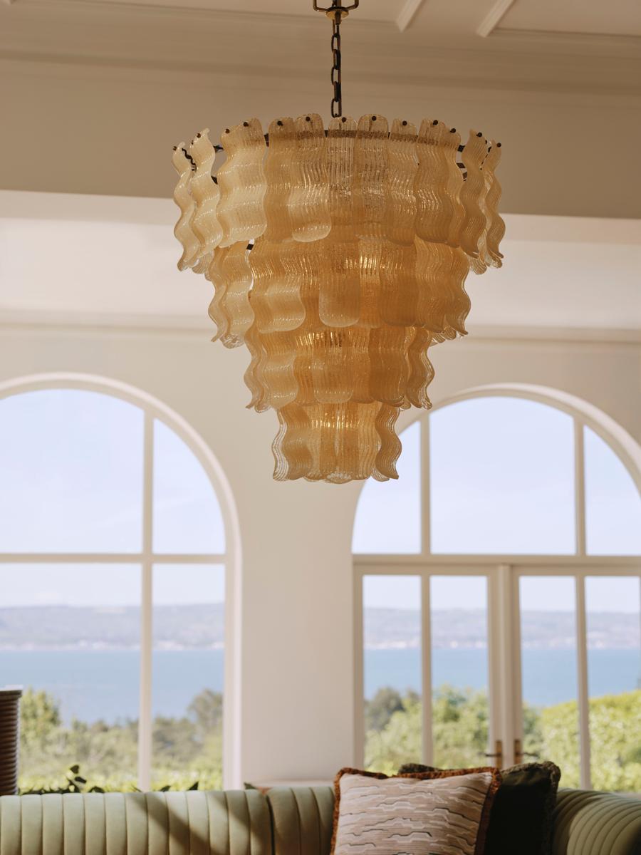 Borzi Yellow Glass Leaf Luxurious Chandelier-Neutral Decor