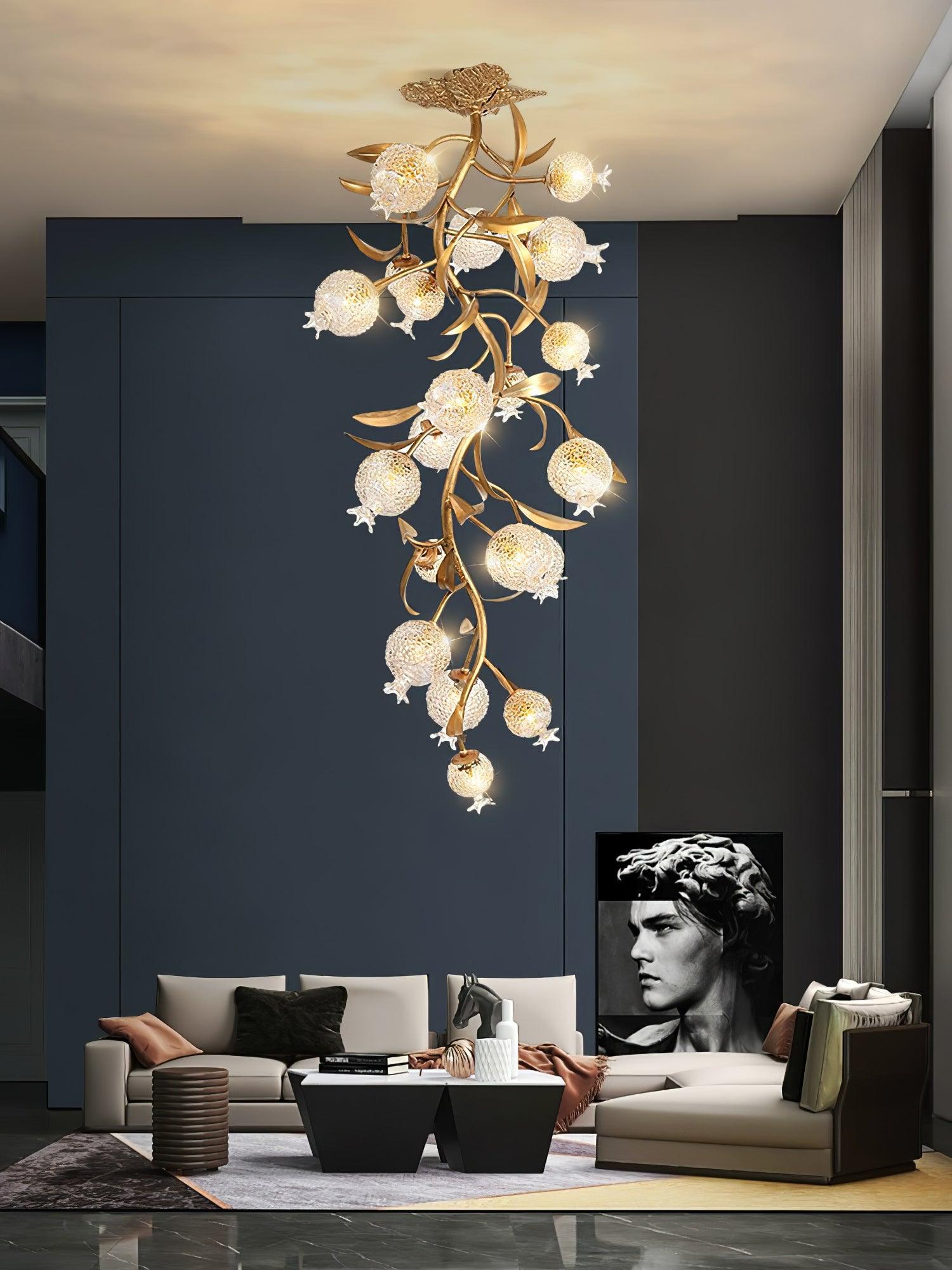 Bexlyn Elegance Pomegranate Brass Glass Ceiling Lamp-Neutral Decor