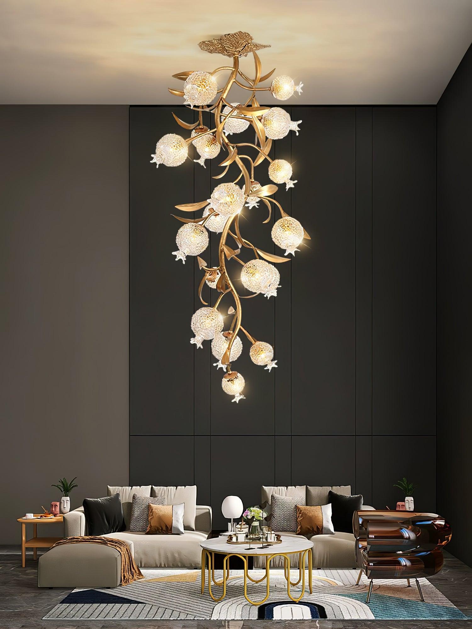 Bexlyn Elegance Pomegranate Brass Glass Ceiling Lamp-Neutral Decor
