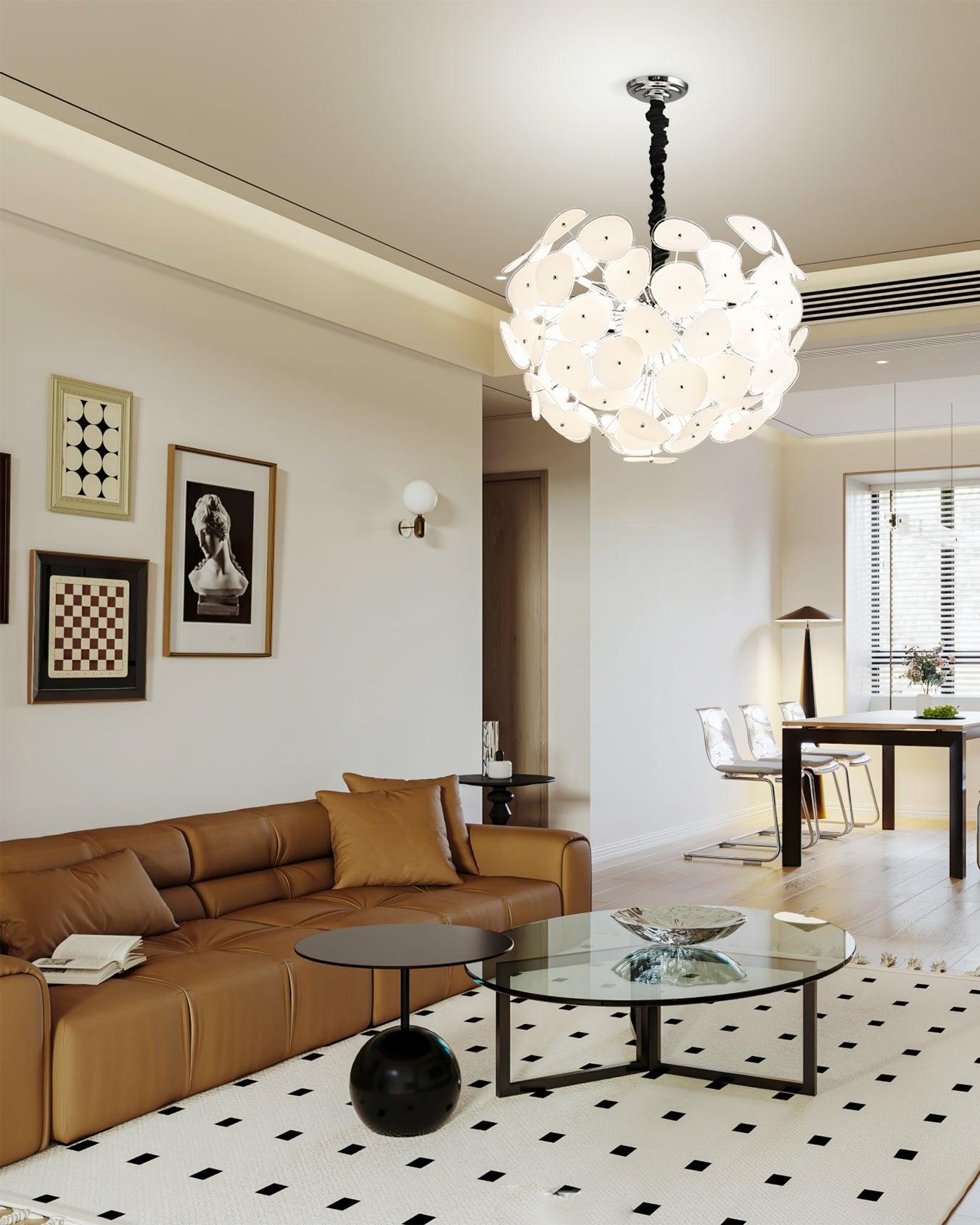 Orcariol Futuristic Glass Chandelier-Neutral Decor