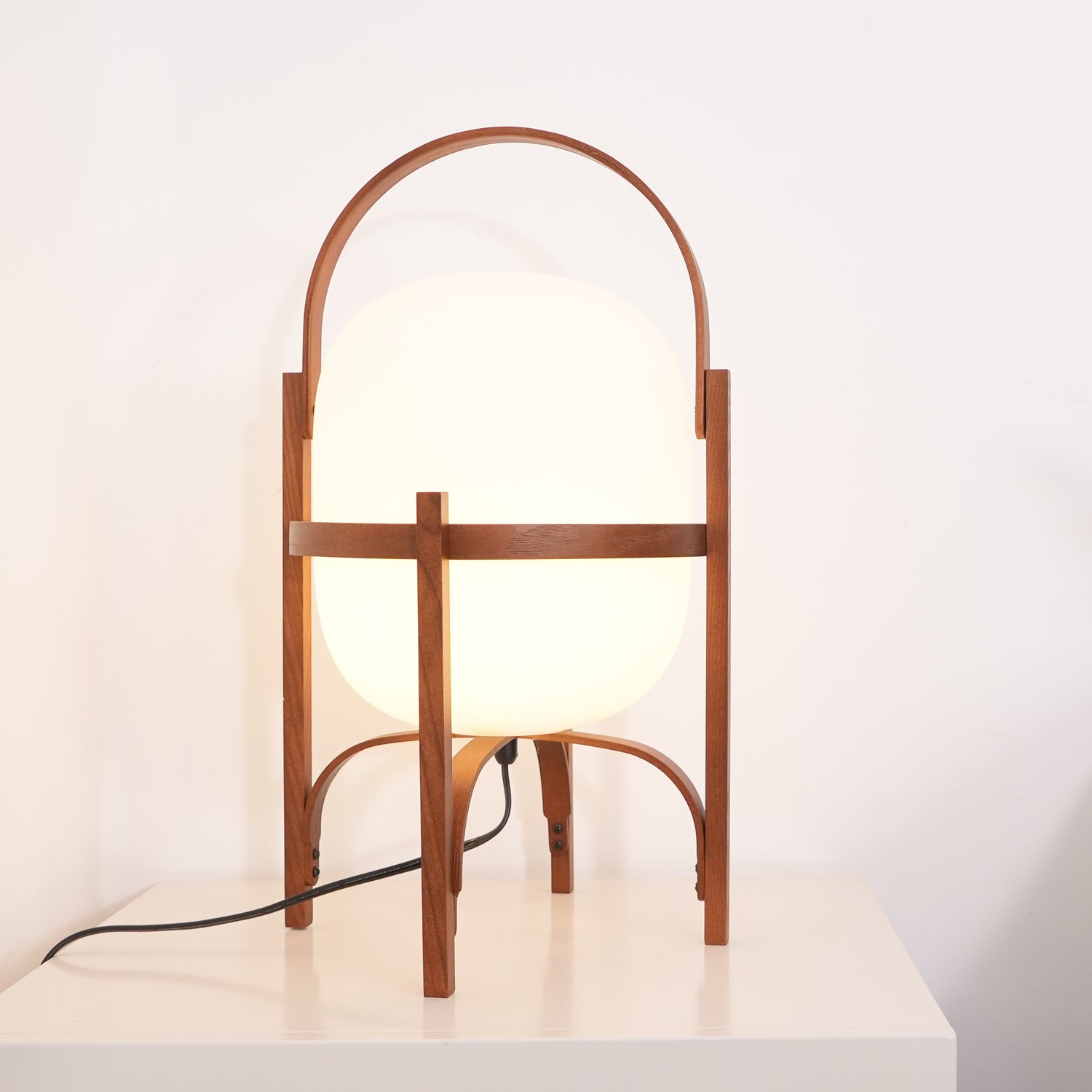 Lethra Wood Glass Table Lamp-Neutral Decor