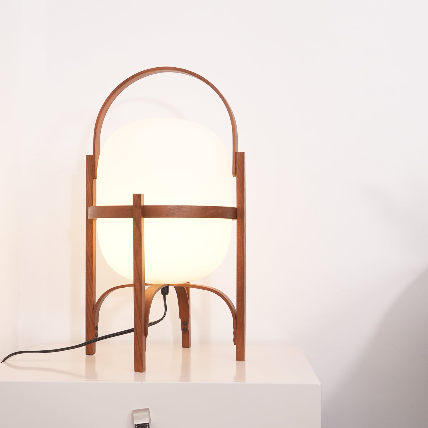 Lethra Wood Glass Table Lamp-Neutral Decor