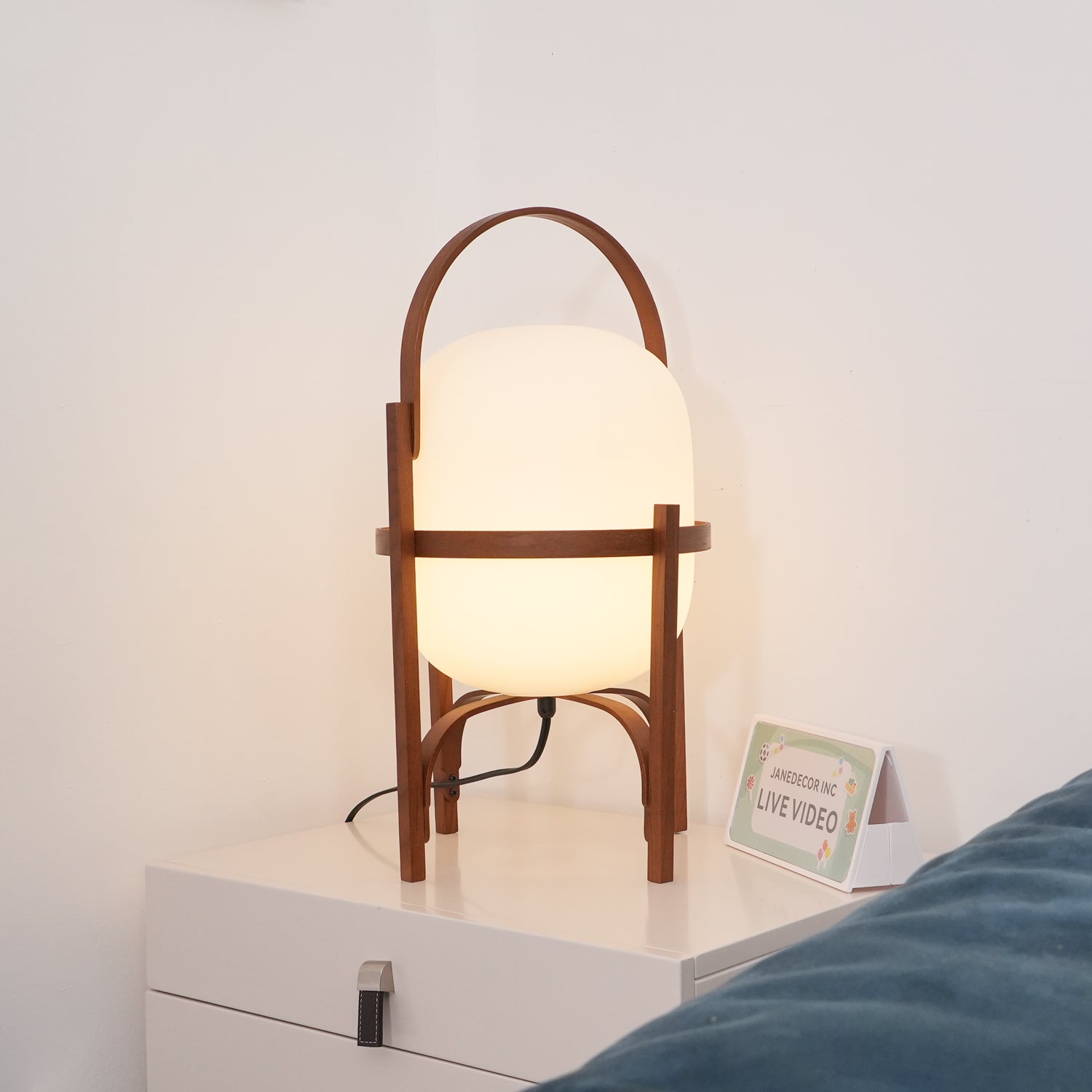 Lethra Wood Glass Table Lamp-Neutral Decor