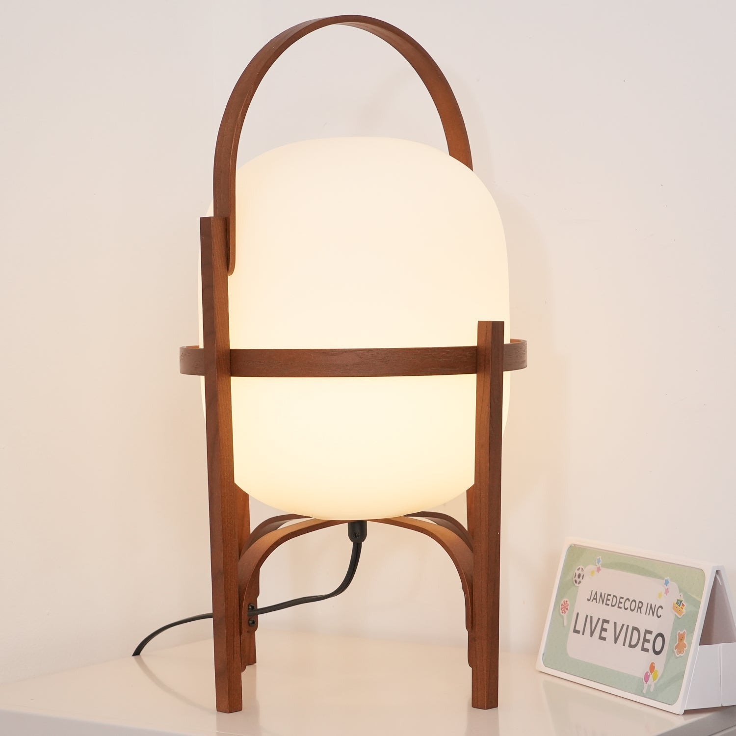 Lethra Wood Glass Table Lamp-Neutral Decor