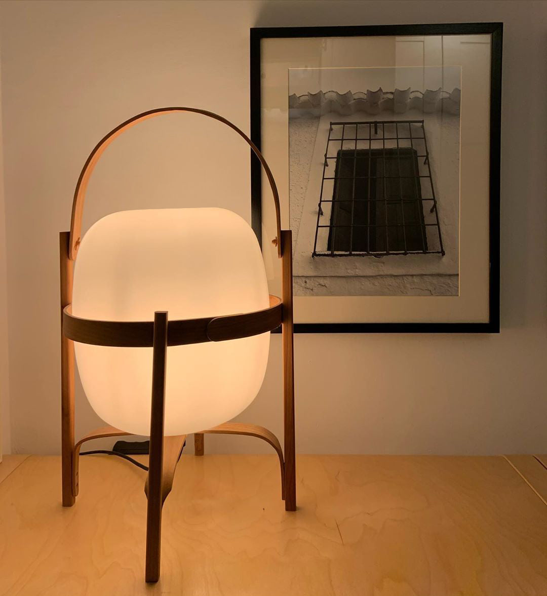 Lethra Wood Glass Table Lamp-Neutral Decor