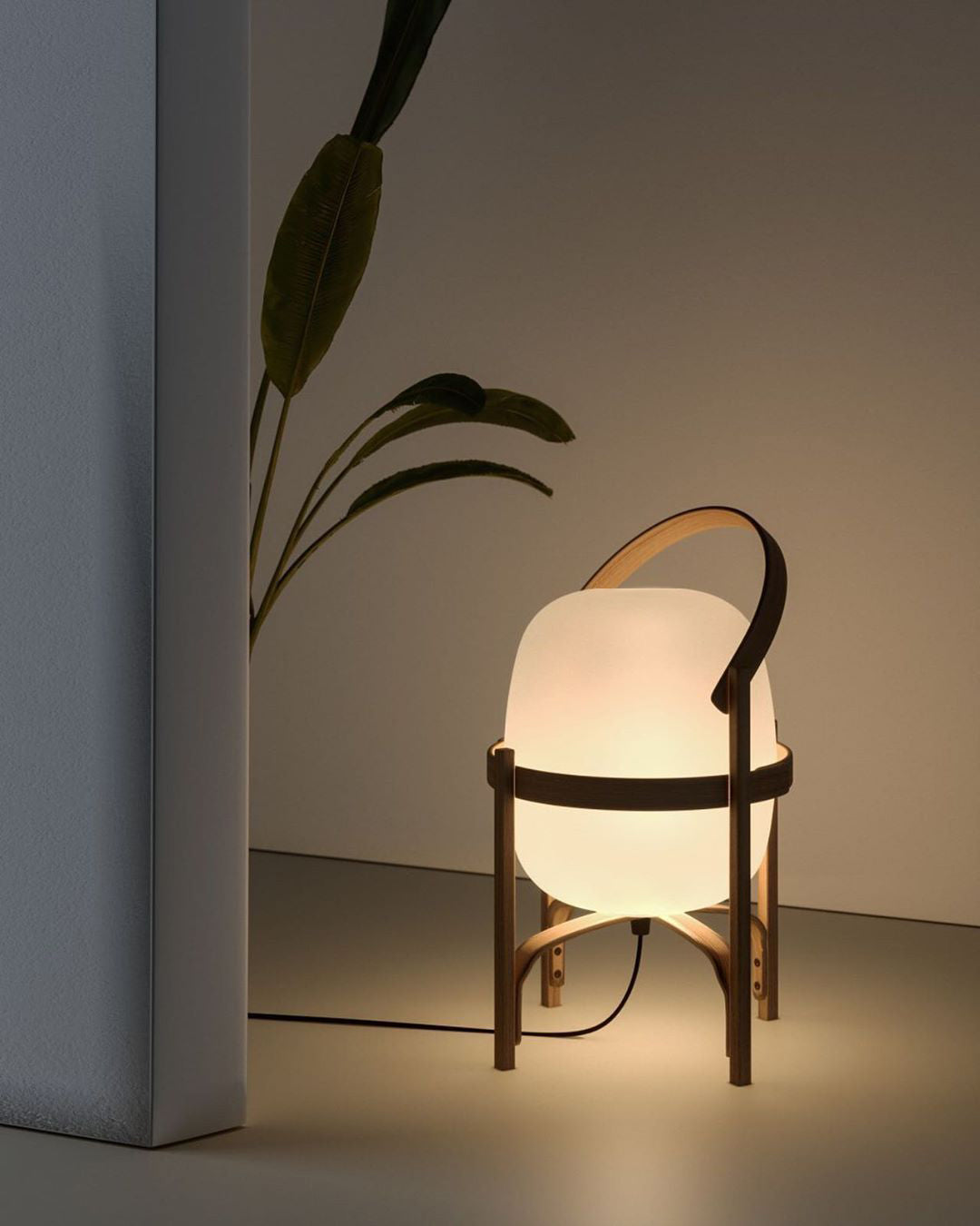 Lethra Wood Glass Table Lamp-Neutral Decor