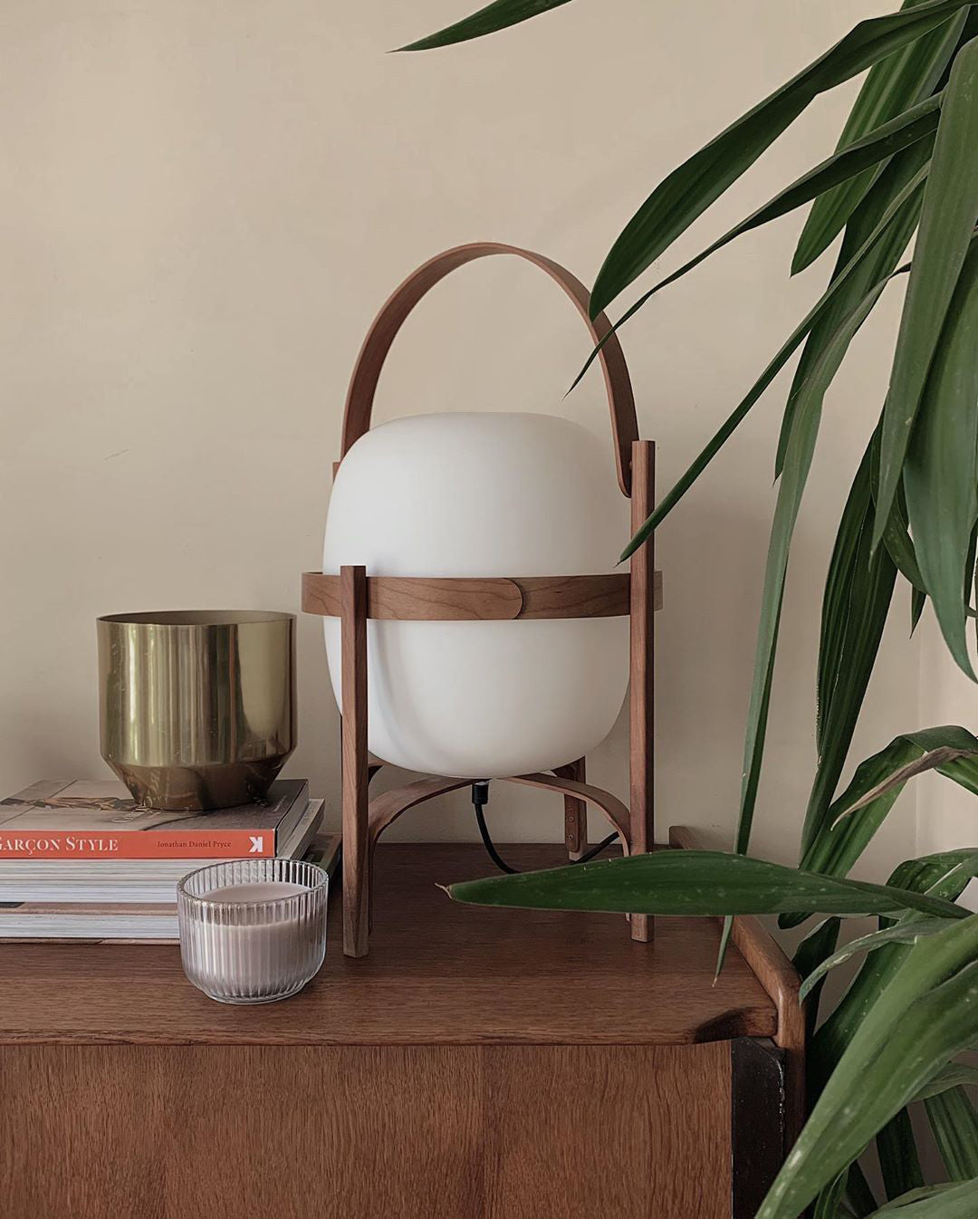 Lethra Wood Glass Table Lamp-Neutral Decor