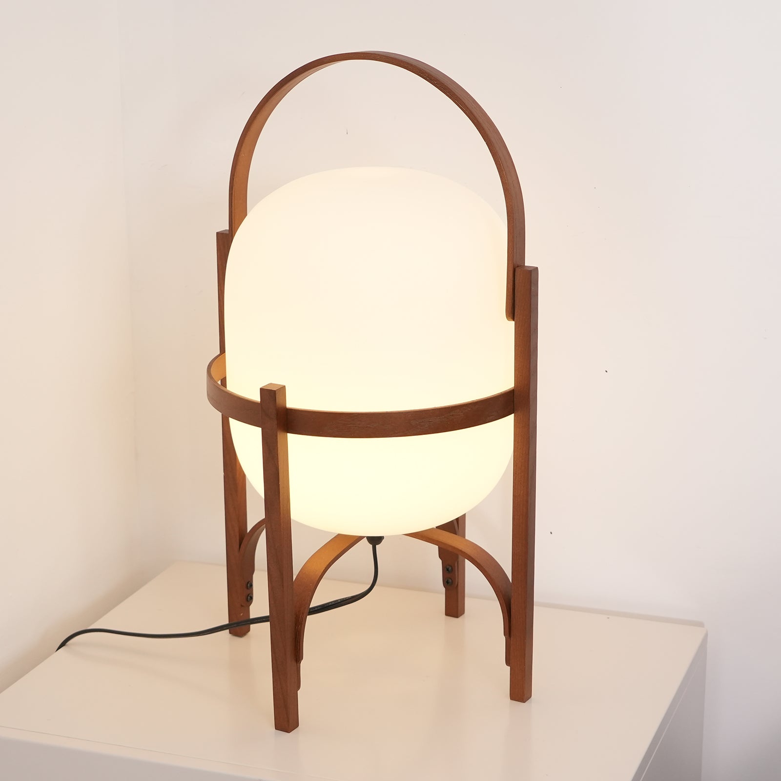 Lethra Wood Glass Table Lamp-Neutral Decor