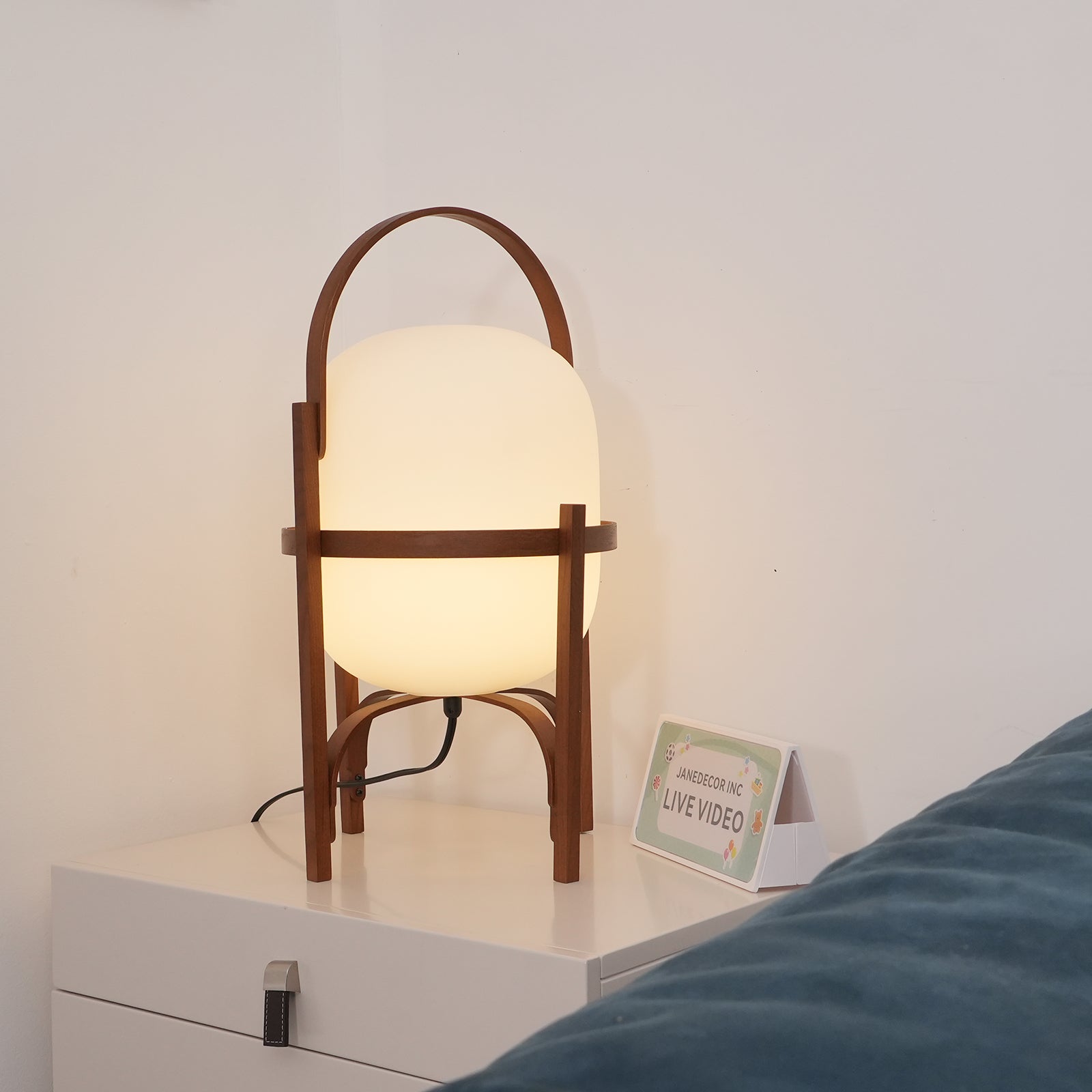 Lethra Wood Glass Table Lamp-Neutral Decor