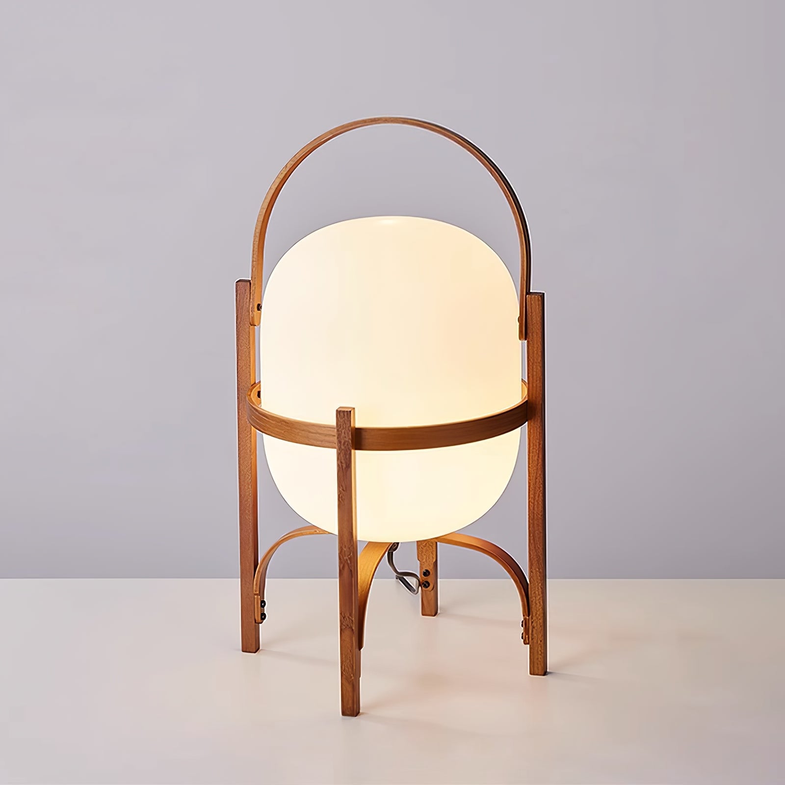 Lethra Wood Glass Table Lamp-Neutral Decor