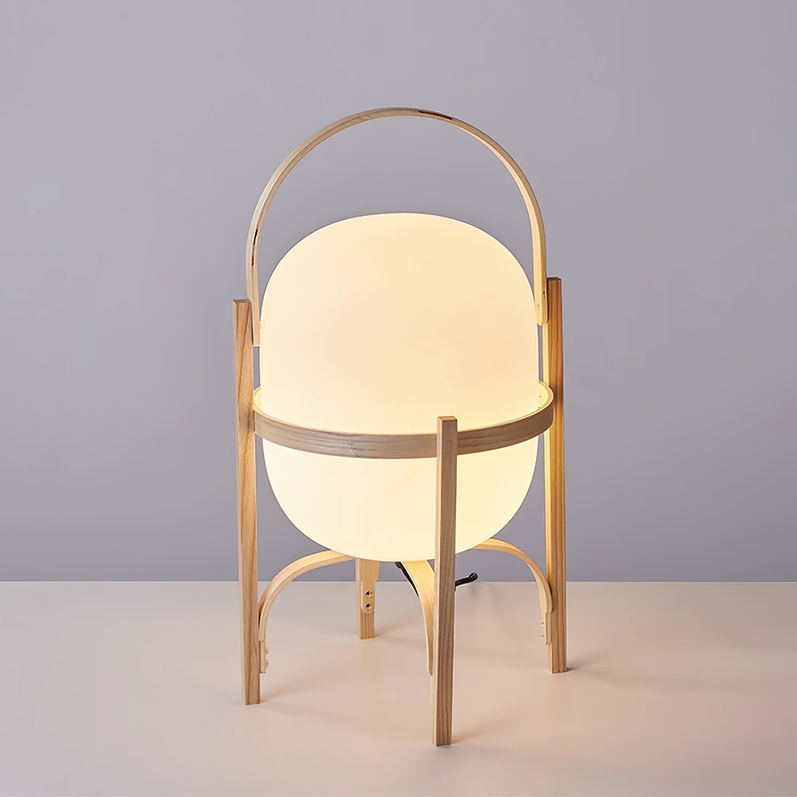 Lethra Wood Glass Table Lamp-Neutral Decor
