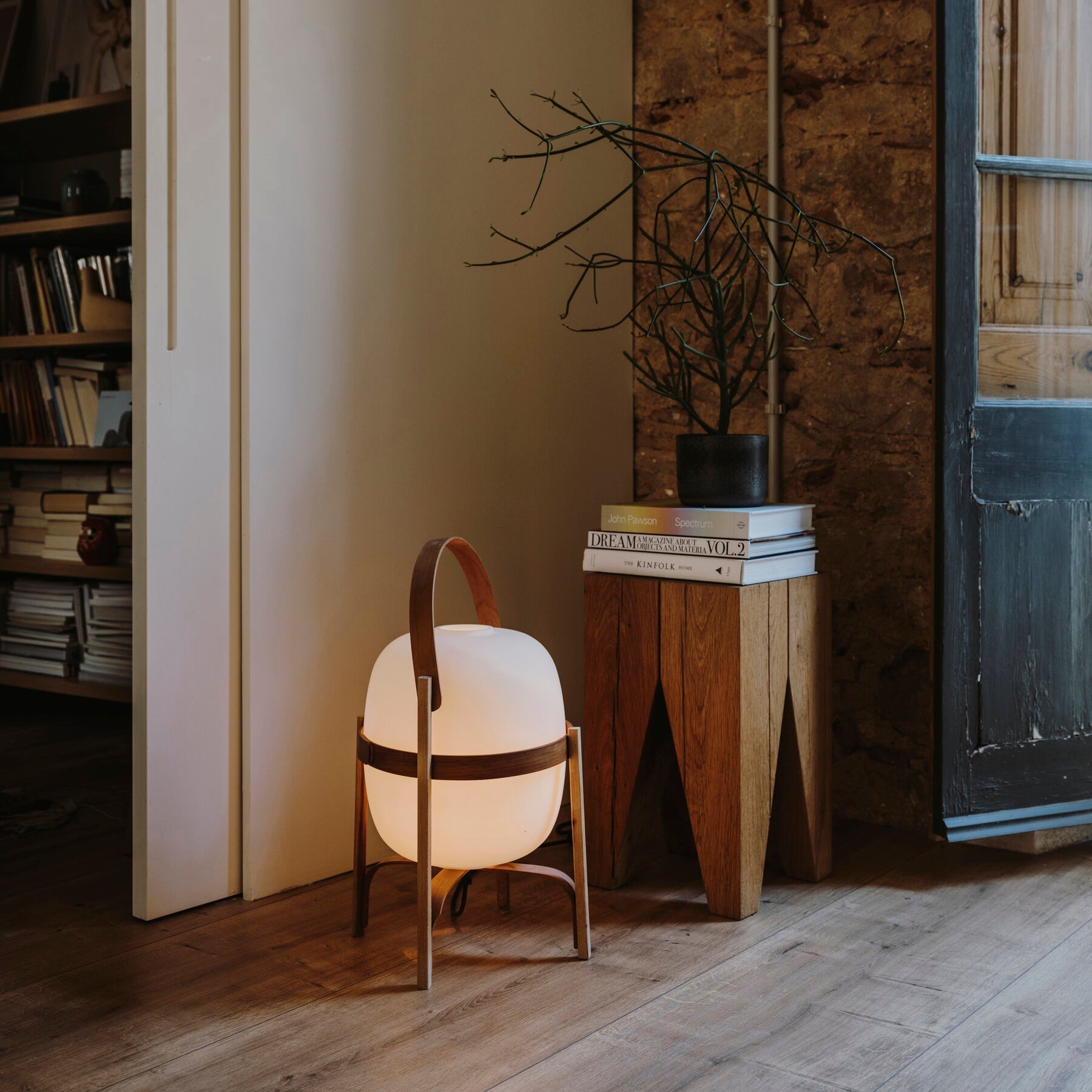 Lethra Wood Glass Table Lamp-Neutral Decor