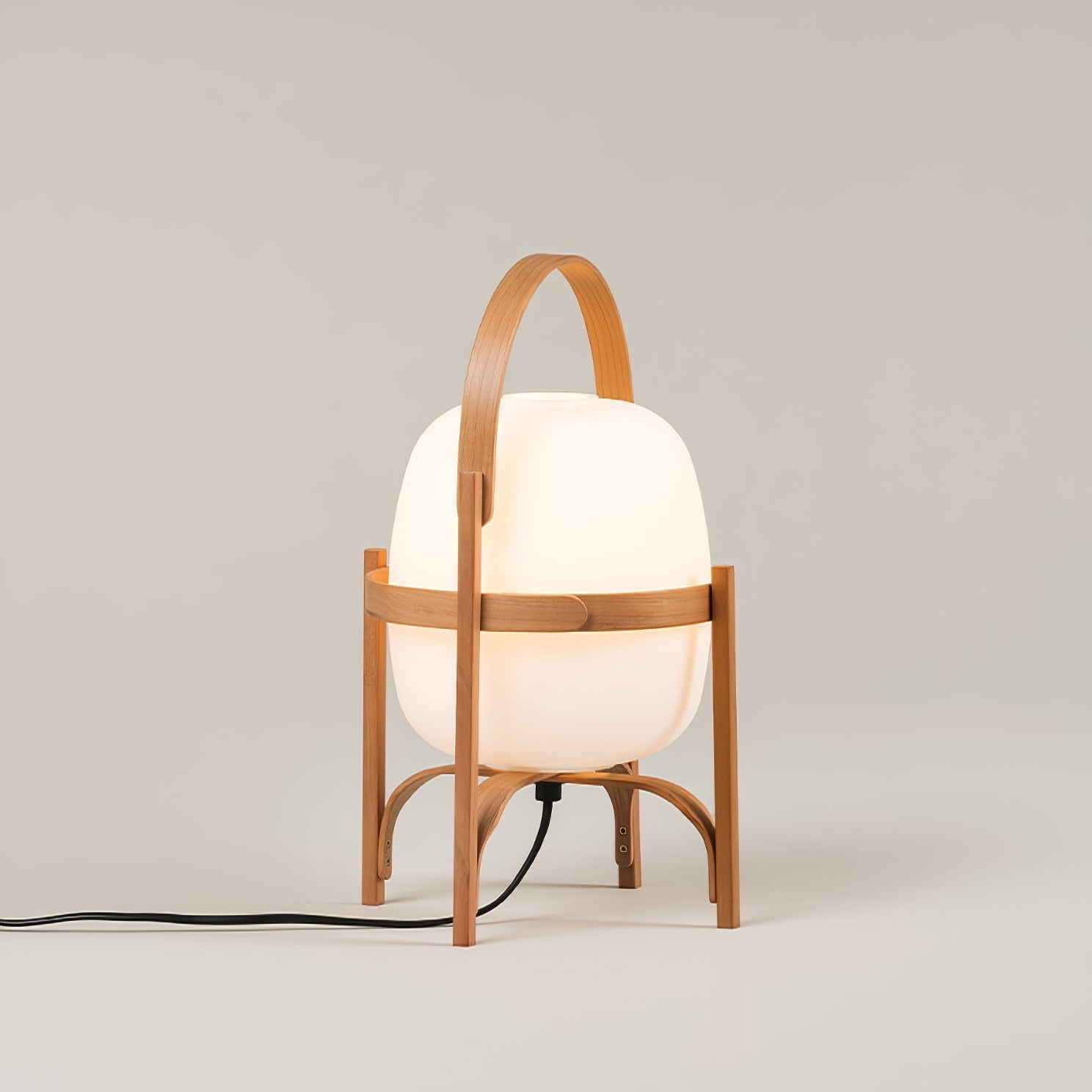 Lethra Wood Glass Table Lamp-Neutral Decor