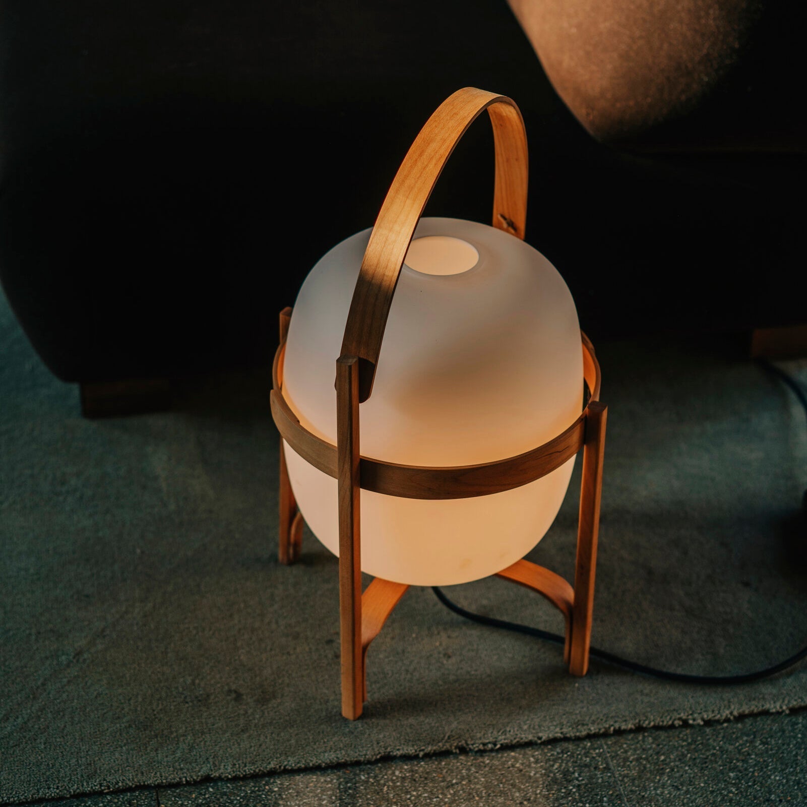 Lethra Wood Glass Table Lamp-Neutral Decor