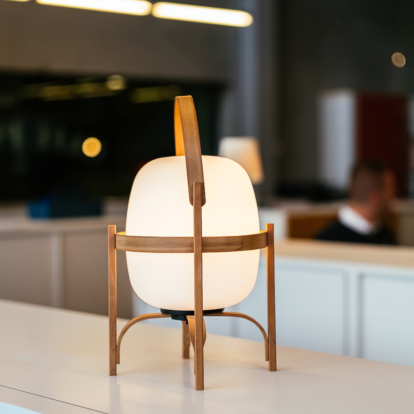 Lethra Wood Glass Table Lamp-Neutral Decor