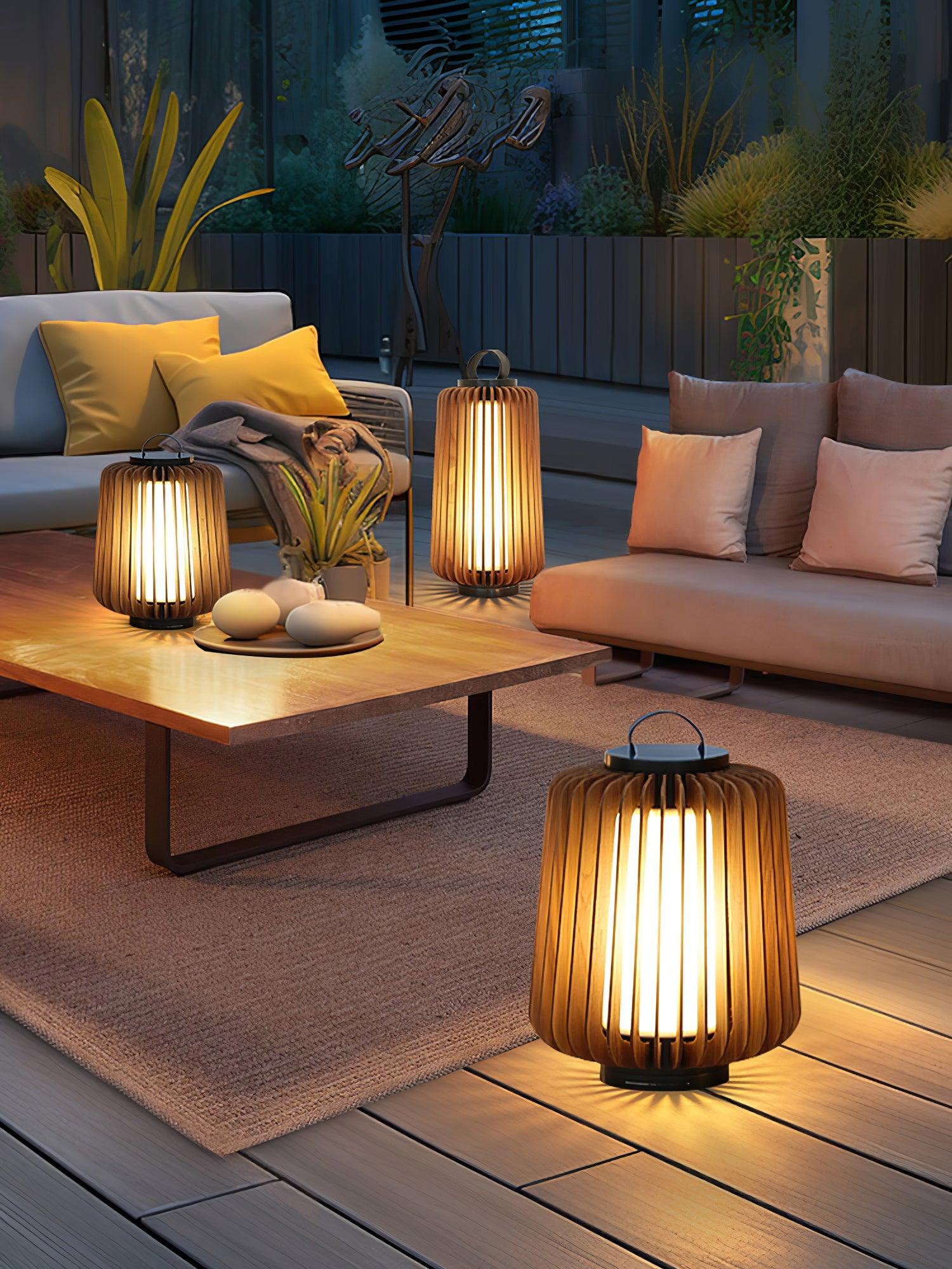Belora Portable Rechargeable Wood Lantern Outdoor Light-Neutral Decor