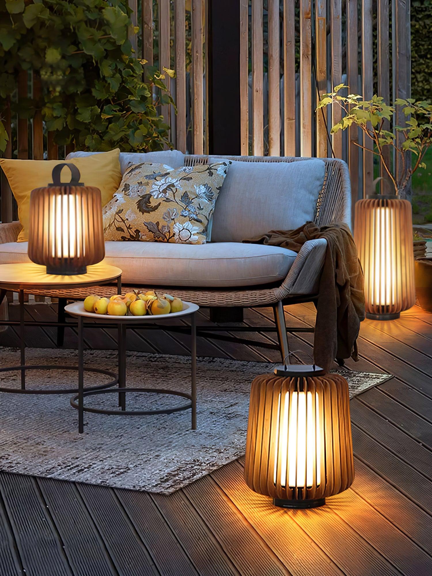 Belora Portable Rechargeable Wood Lantern Outdoor Light-Neutral Decor