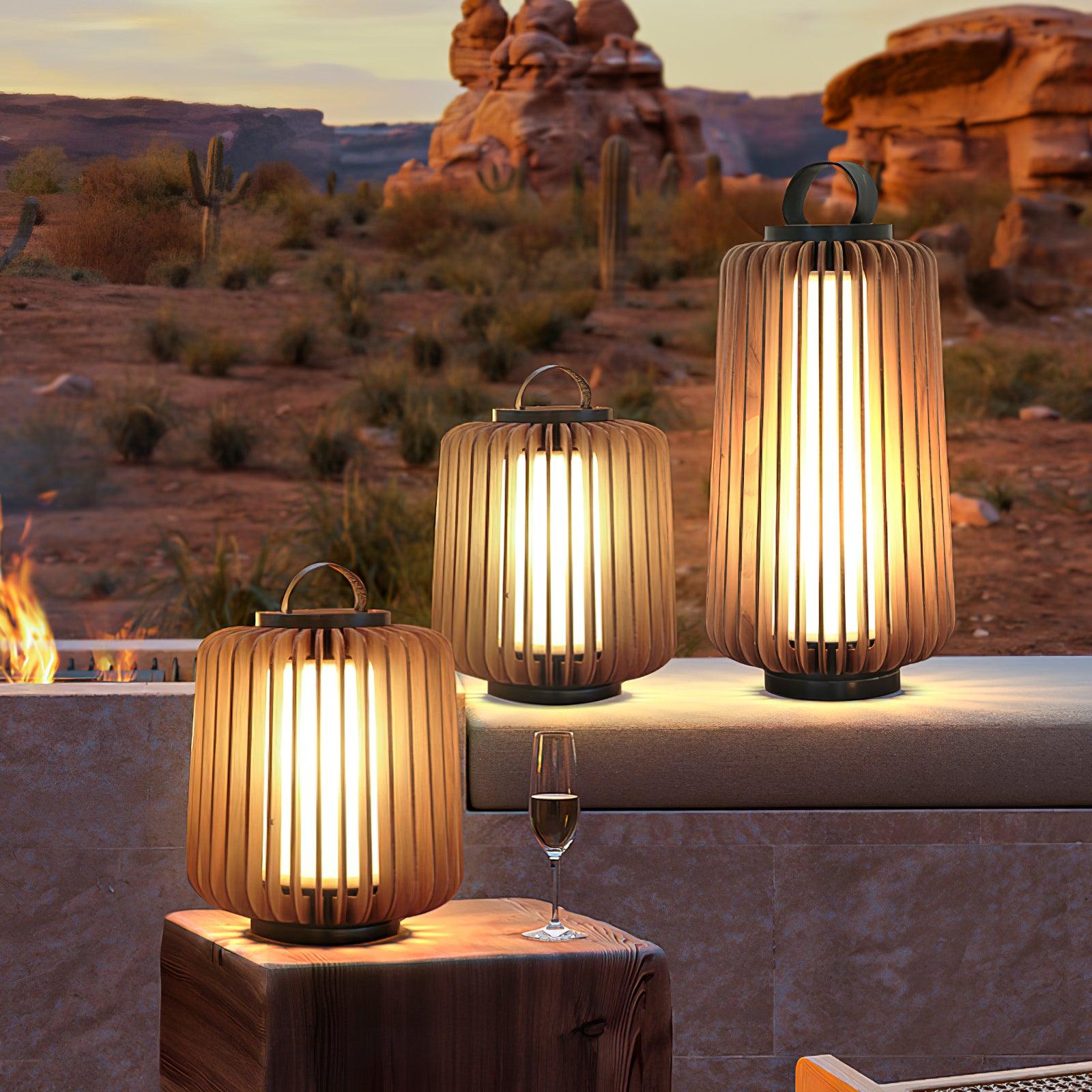 Belora Portable Rechargeable Wood Lantern Outdoor Light-Neutral Decor
