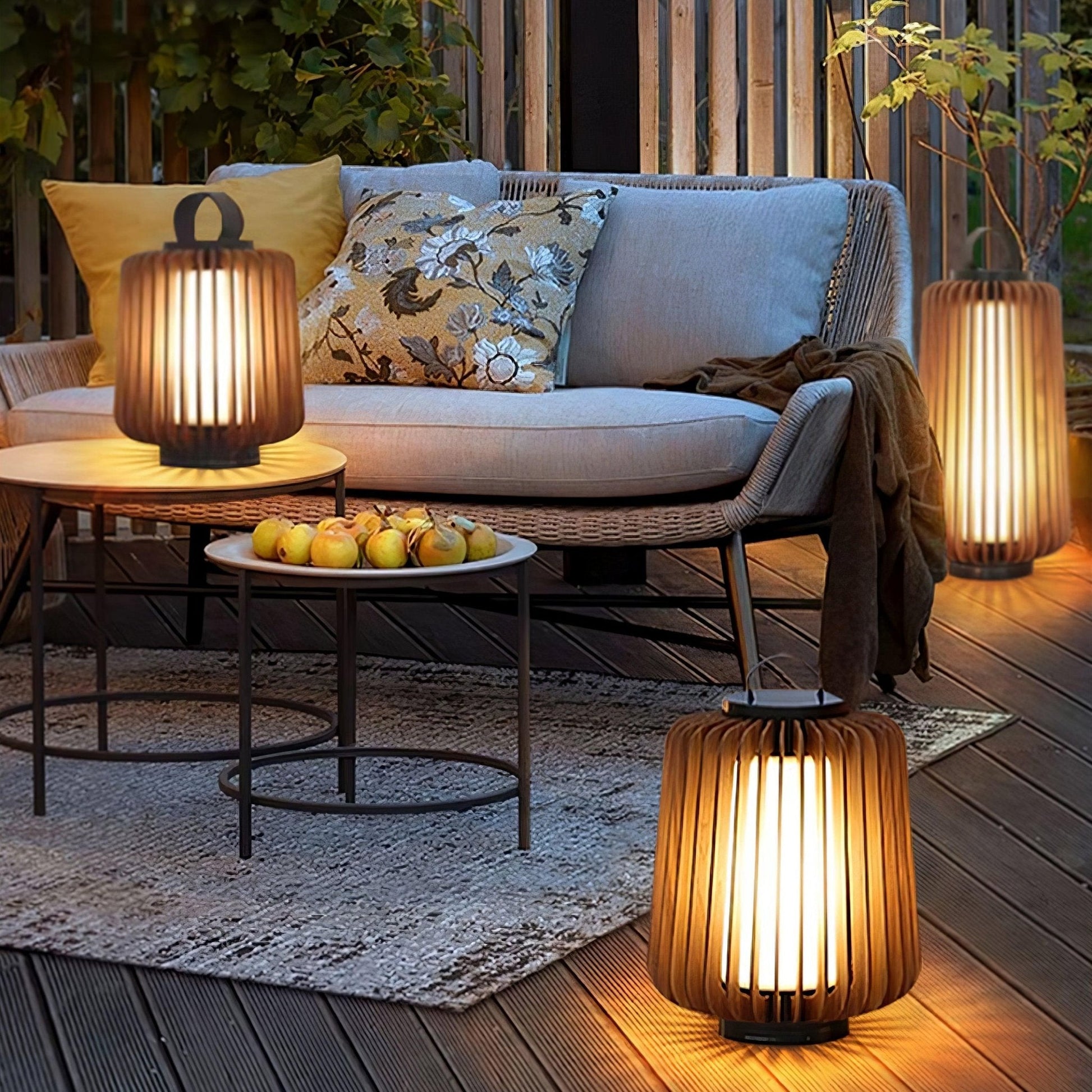Belora Portable Rechargeable Wood Lantern Outdoor Light-Neutral Decor