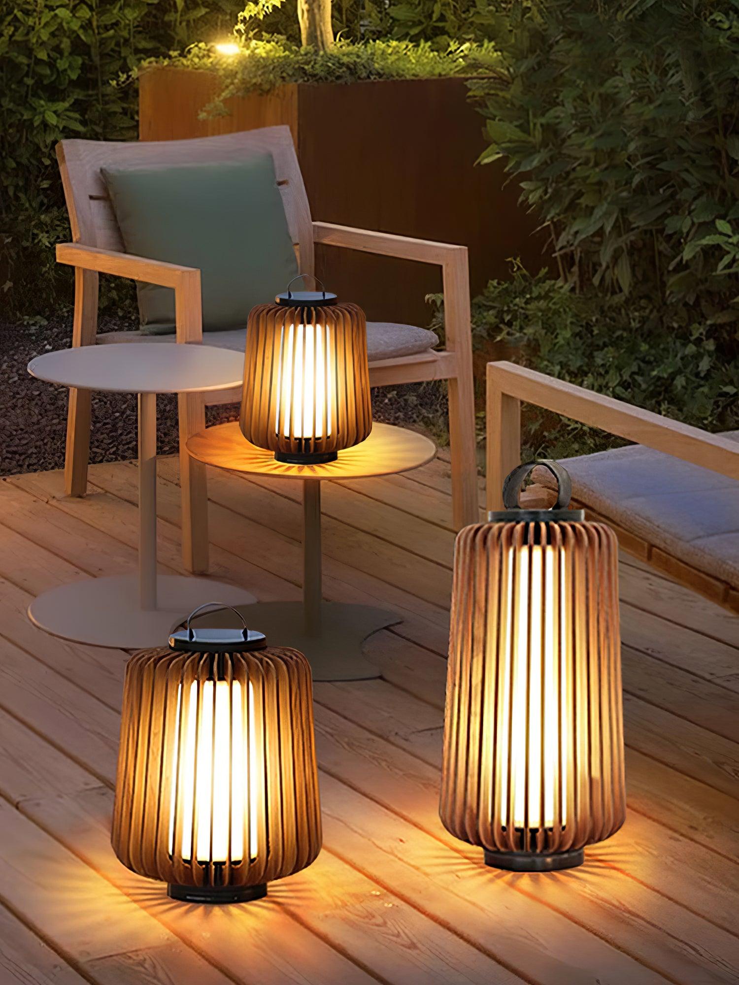 Belora Portable Rechargeable Wood Lantern Outdoor Light-Neutral Decor