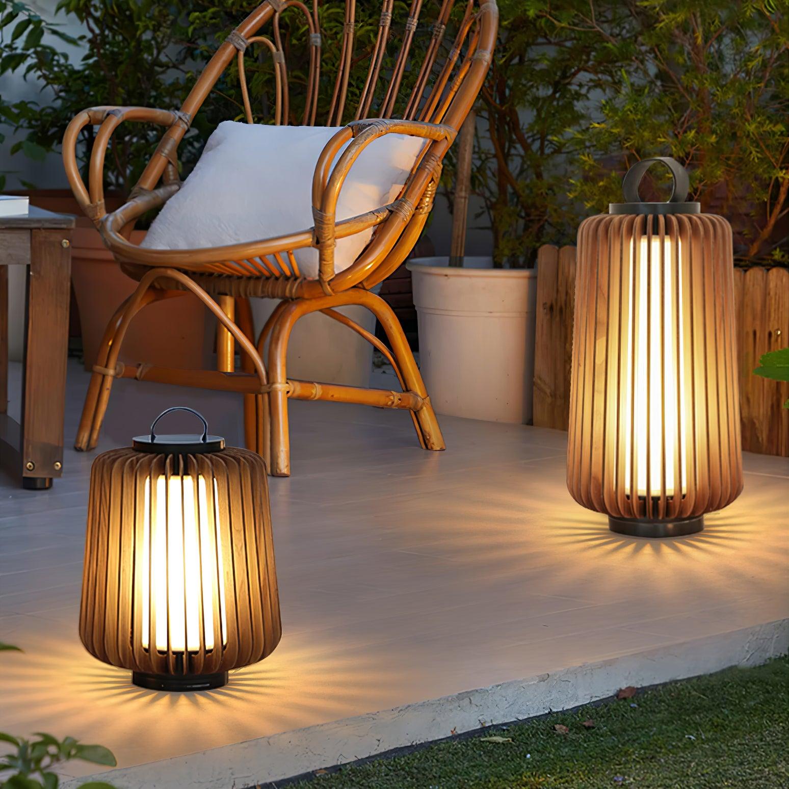 Belora Portable Rechargeable Wood Lantern Outdoor Light-Neutral Decor