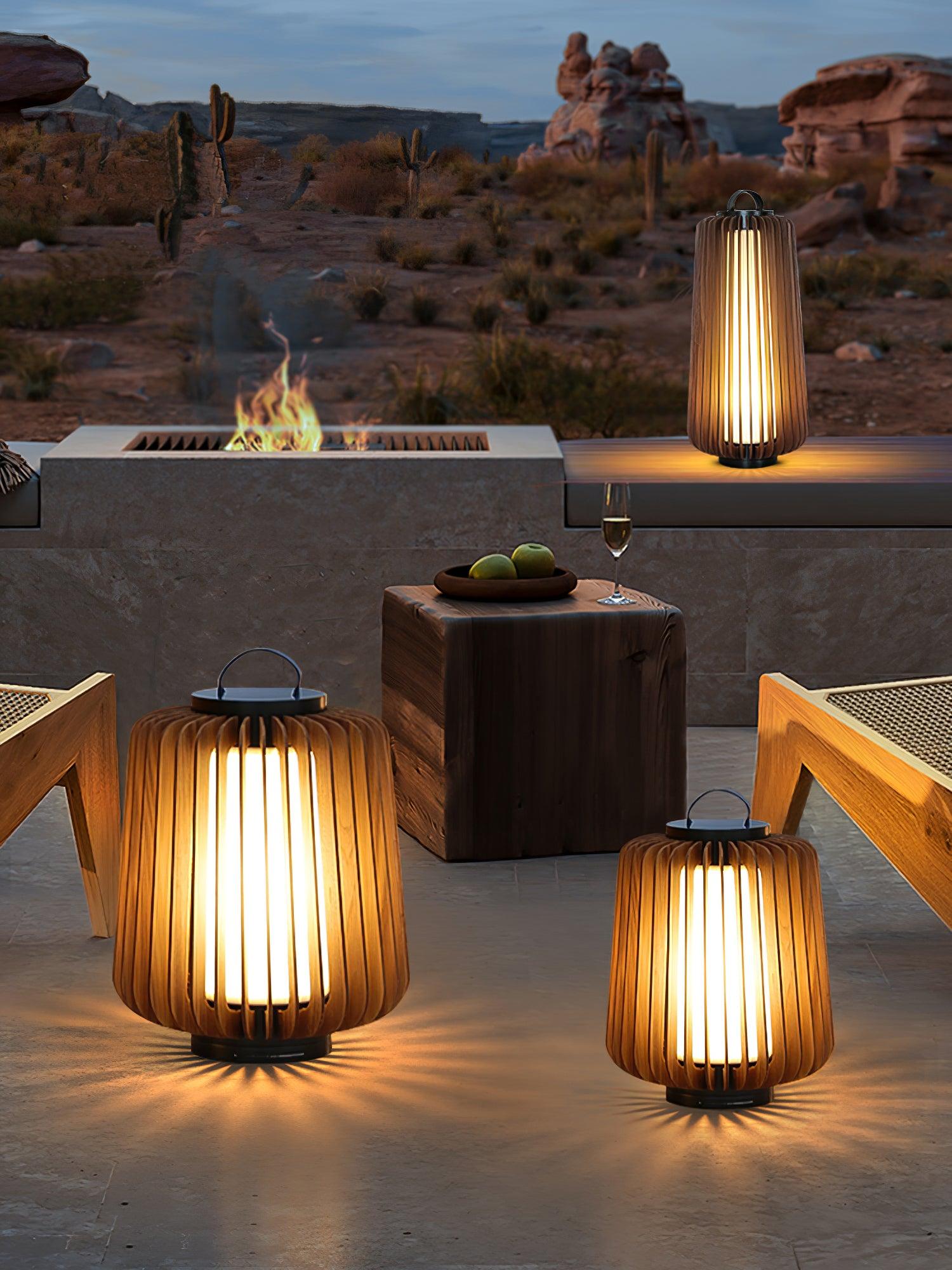 Belora Portable Rechargeable Wood Lantern Outdoor Light-Neutral Decor