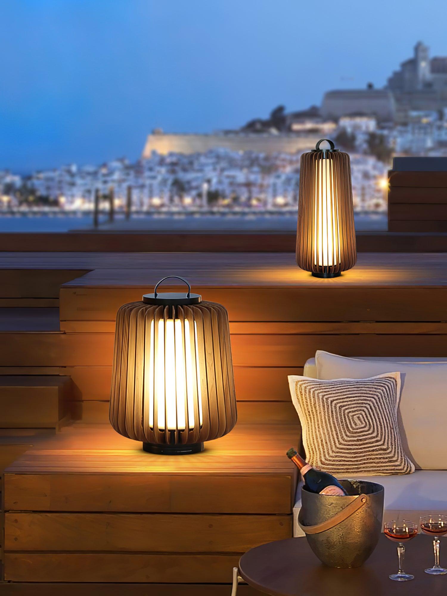 Belora Portable Rechargeable Wood Lantern Outdoor Light-Neutral Decor