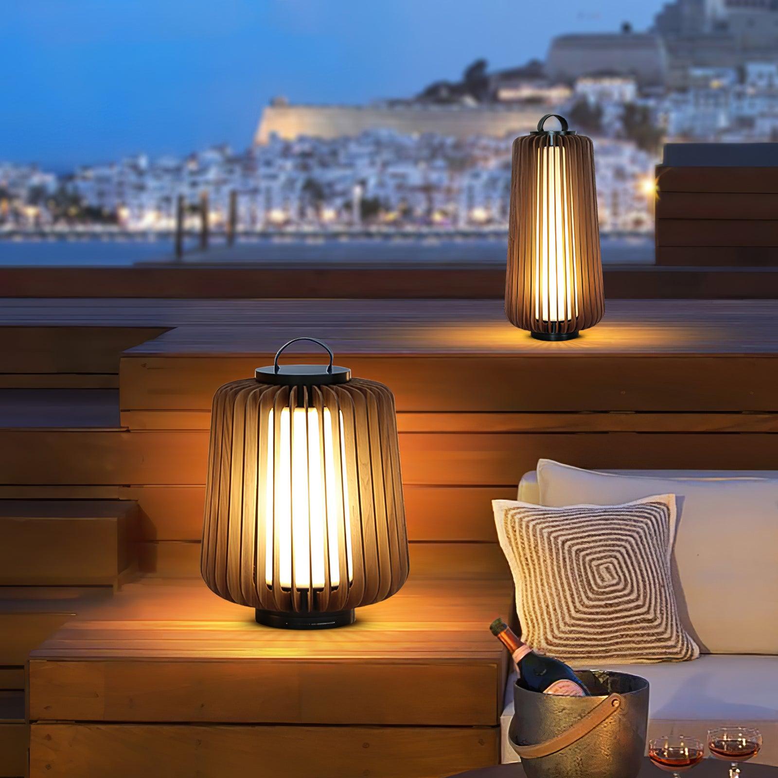 Belora Portable Rechargeable Wood Lantern Outdoor Light-Neutral Decor