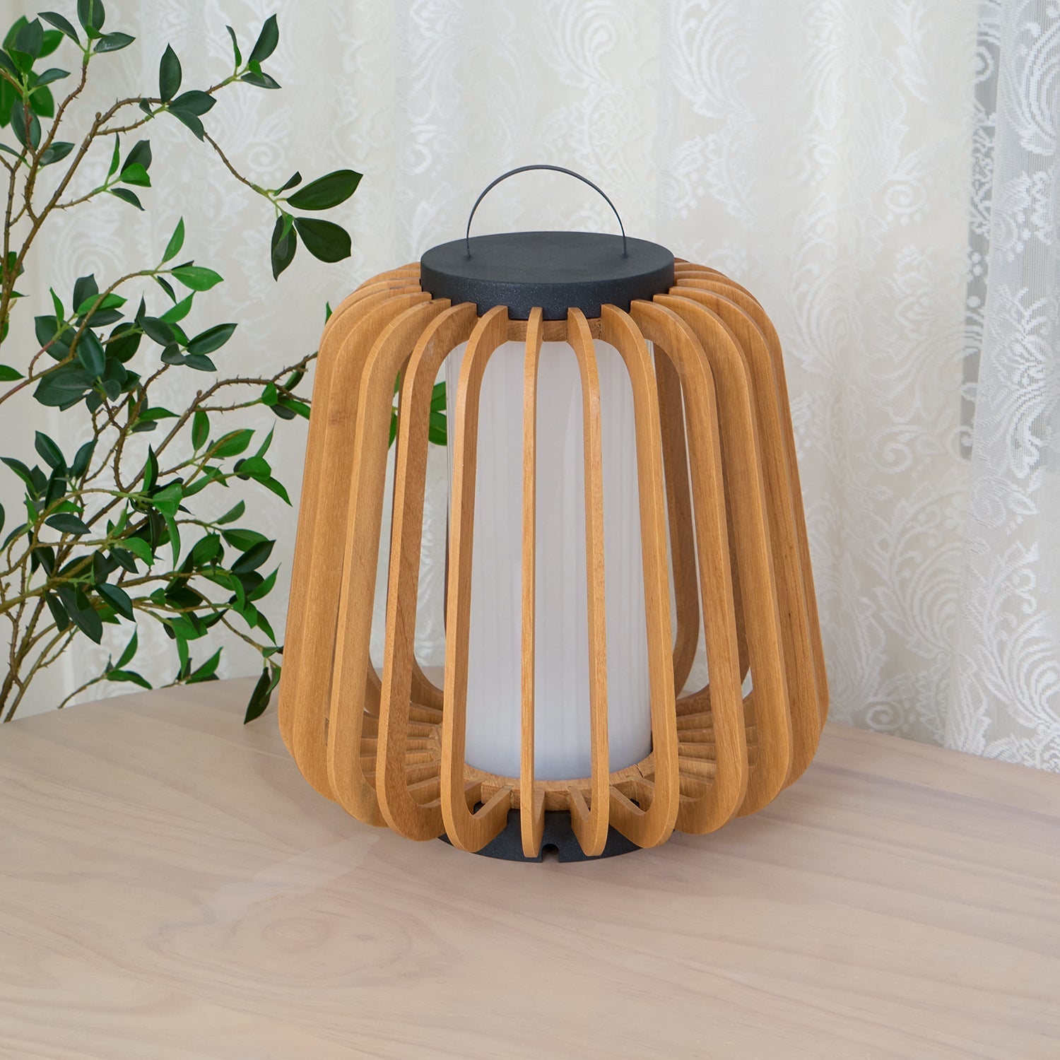 Belora Portable Rechargeable Wood Lantern Outdoor Light-Neutral Decor