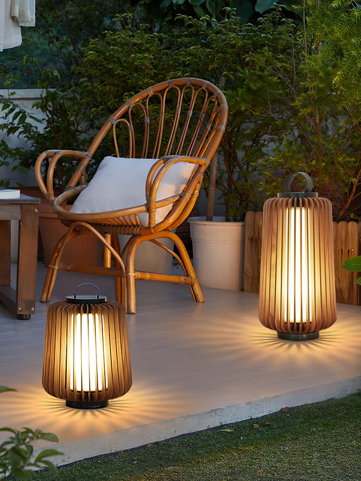 Belora Portable Rechargeable Wood Lantern Outdoor Light-Neutral Decor