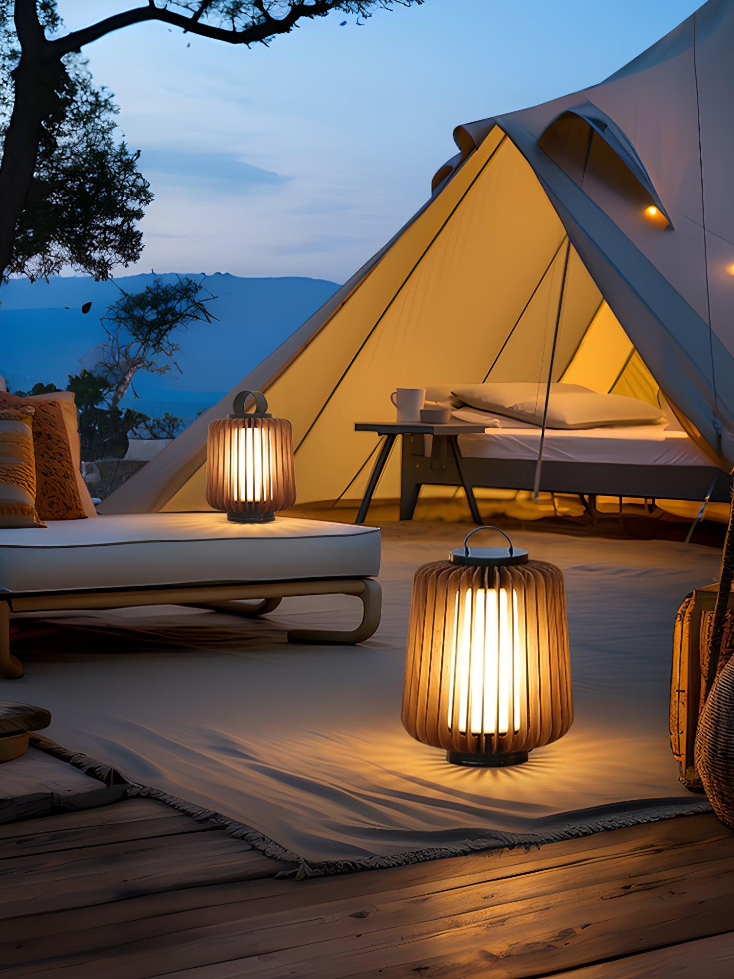 Belora Portable Rechargeable Wood Lantern Outdoor Light-Neutral Decor