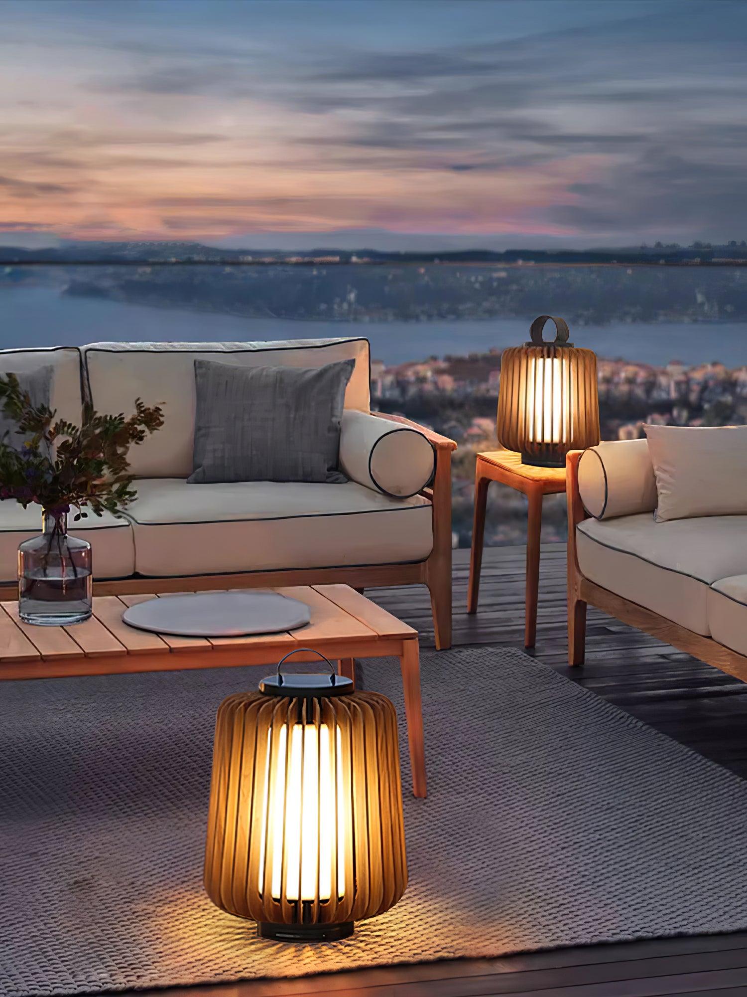 Belora Portable Rechargeable Wood Lantern Outdoor Light-Neutral Decor