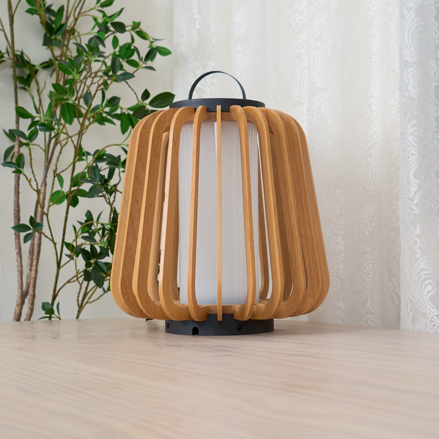 Belora Portable Rechargeable Wood Lantern Outdoor Light-Neutral Decor