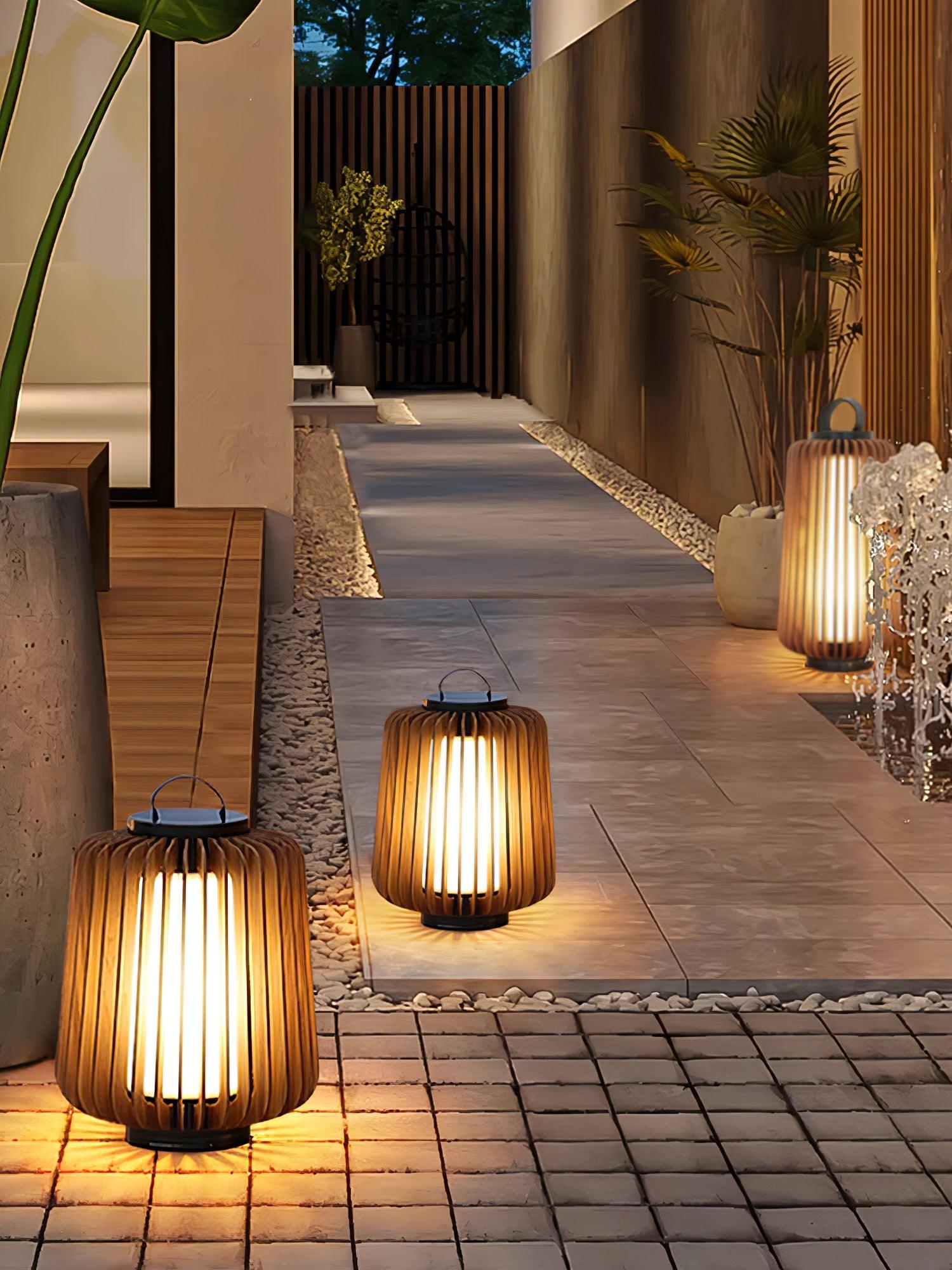 Belora Portable Rechargeable Wood Lantern Outdoor Light-Neutral Decor