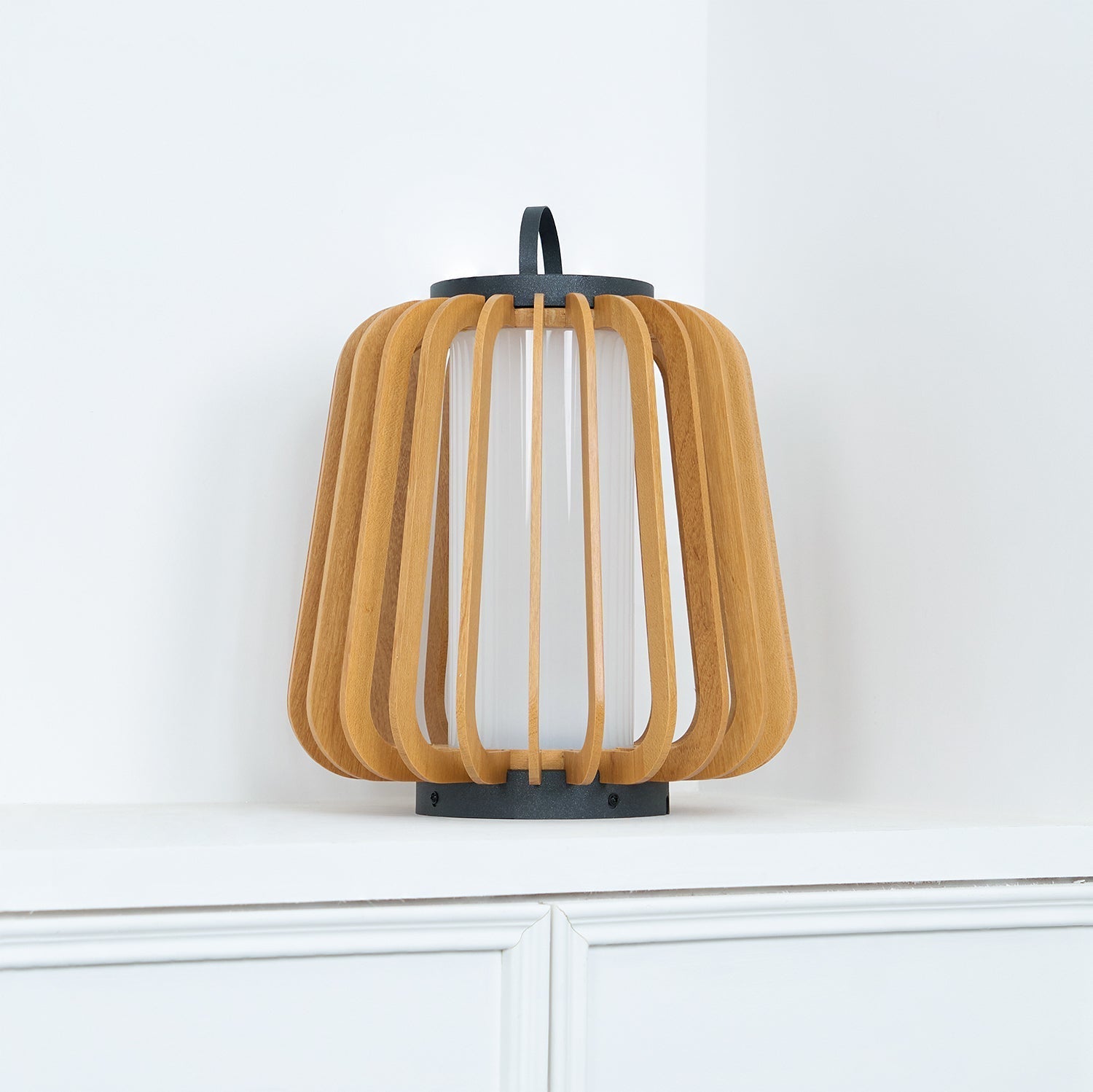Belora Portable Rechargeable Wood Lantern Outdoor Light-Neutral Decor