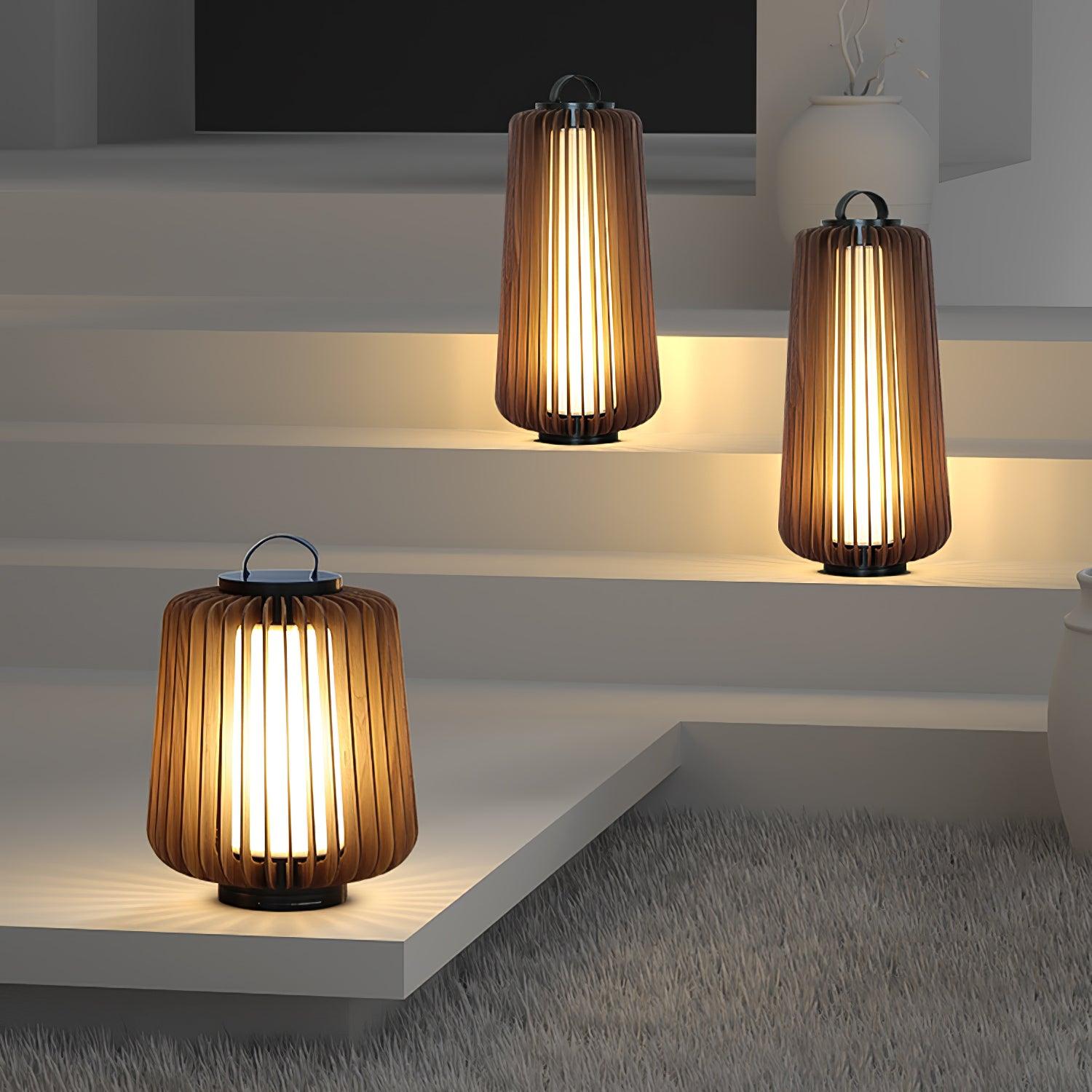 Belora Portable Rechargeable Wood Lantern Outdoor Light-Neutral Decor