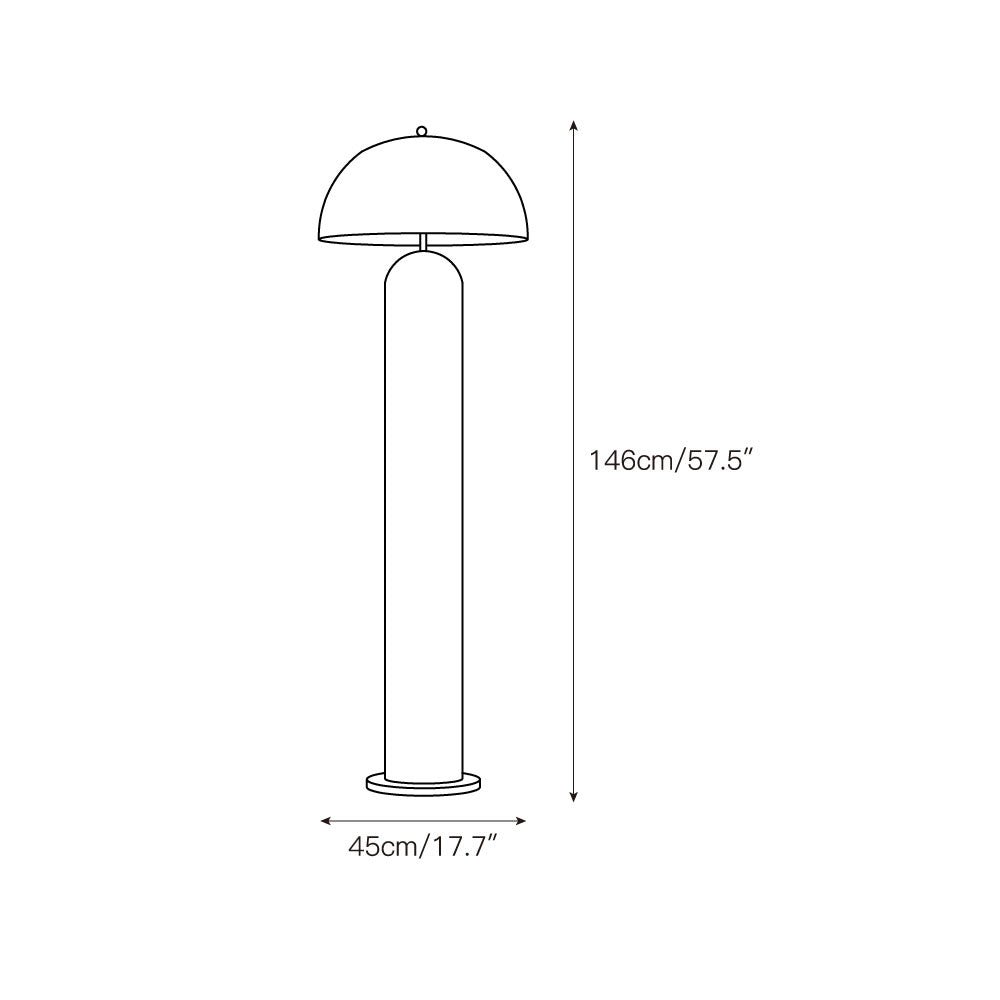 The Portia Floor Lamp shown in a modern living room setting.