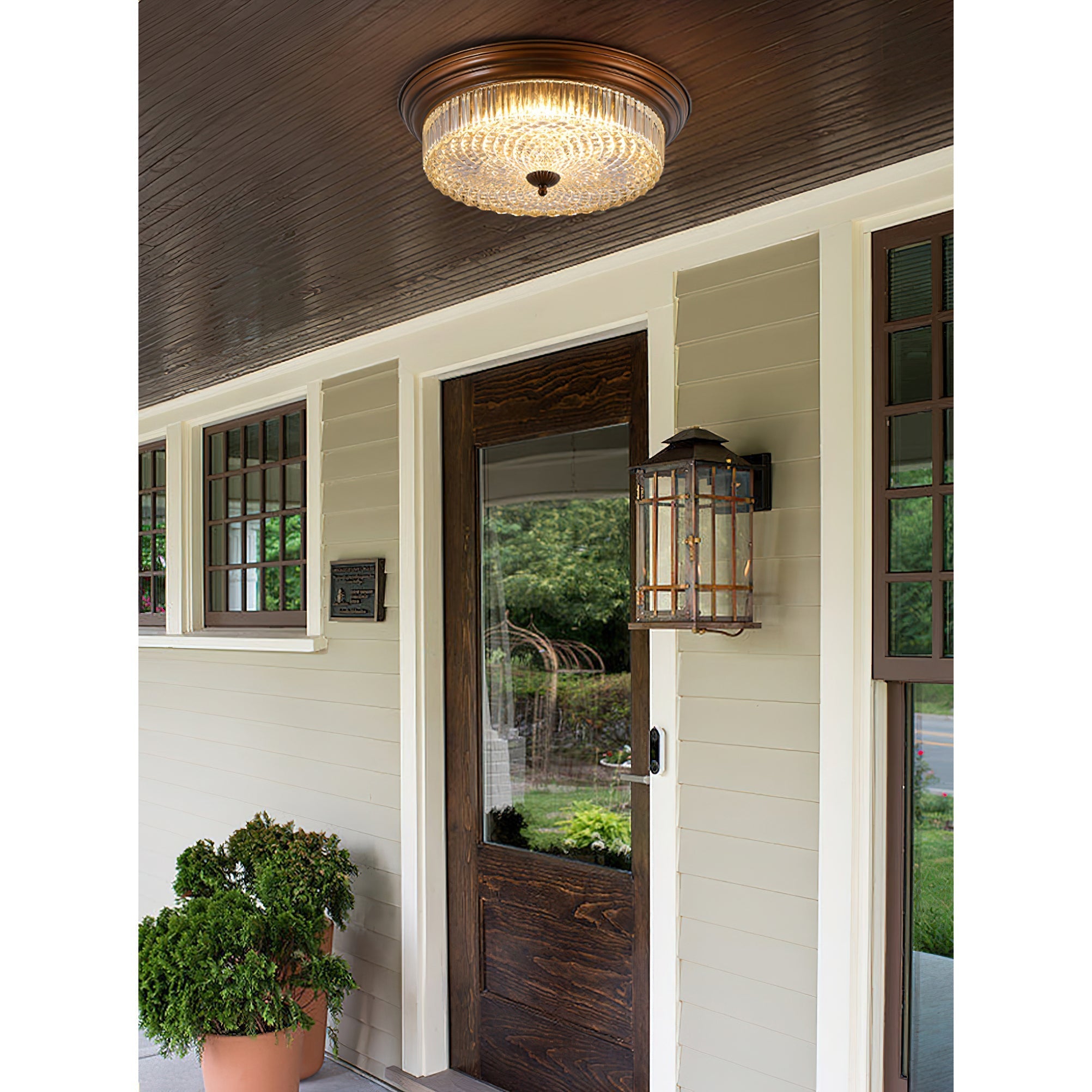 Ulcarir Retro Glass Flush Ceiling Lamp-Neutral Decor