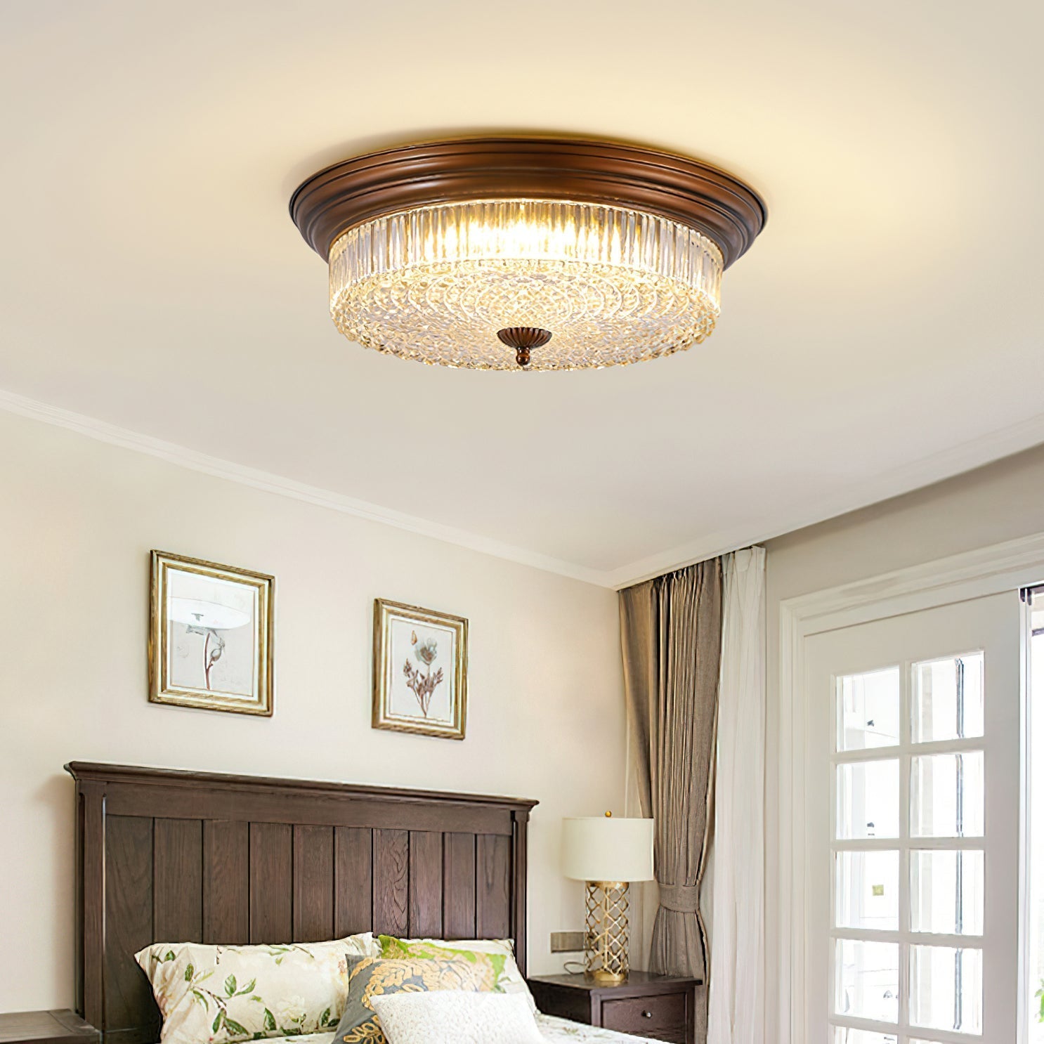 Ulcarir Retro Glass Flush Ceiling Lamp-Neutral Decor